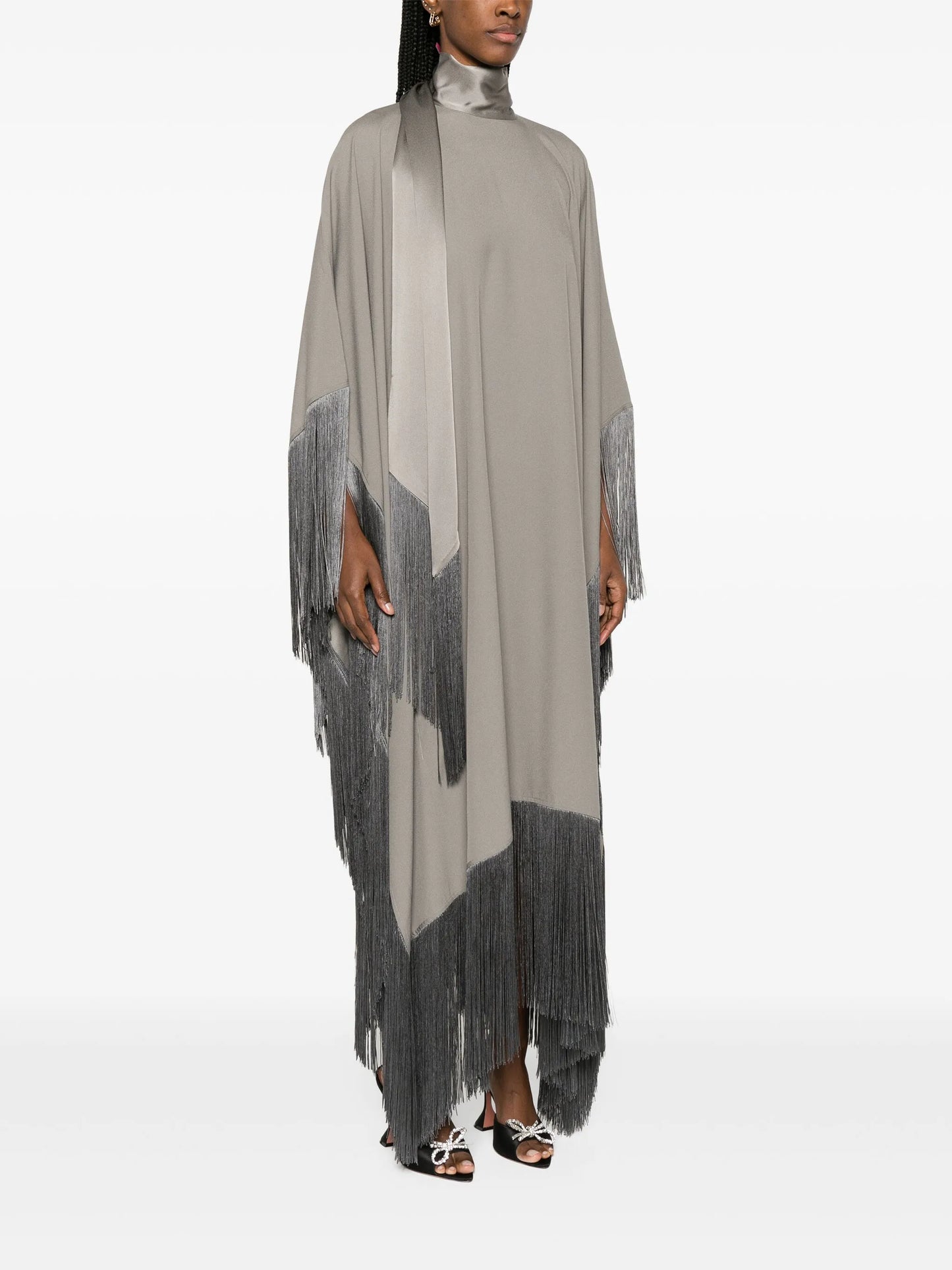 Mrs Rossa fringed kaftan midi dress