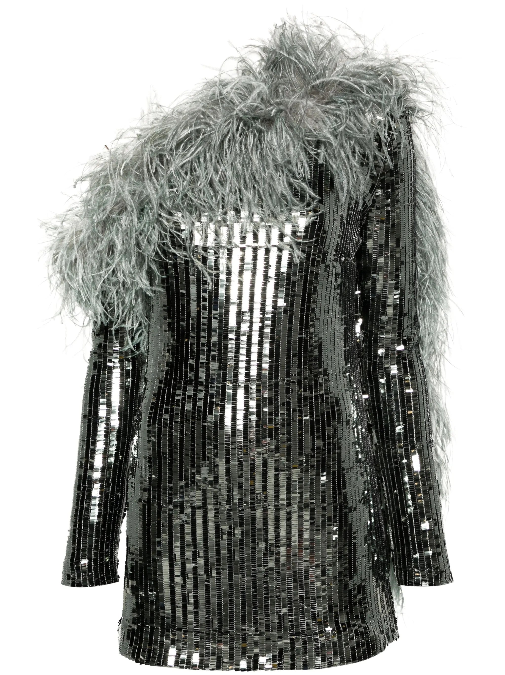 Garbo Disco feathre-trim minidress