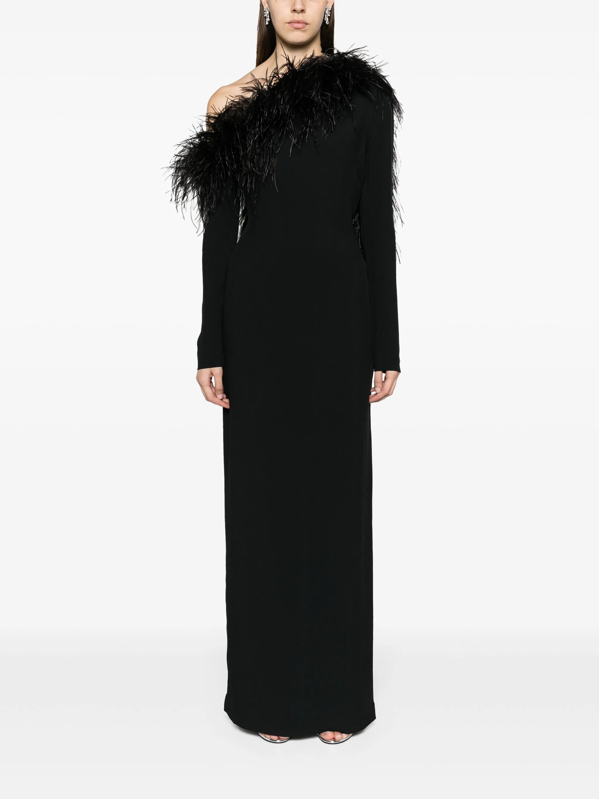Garbo feather-trim dress