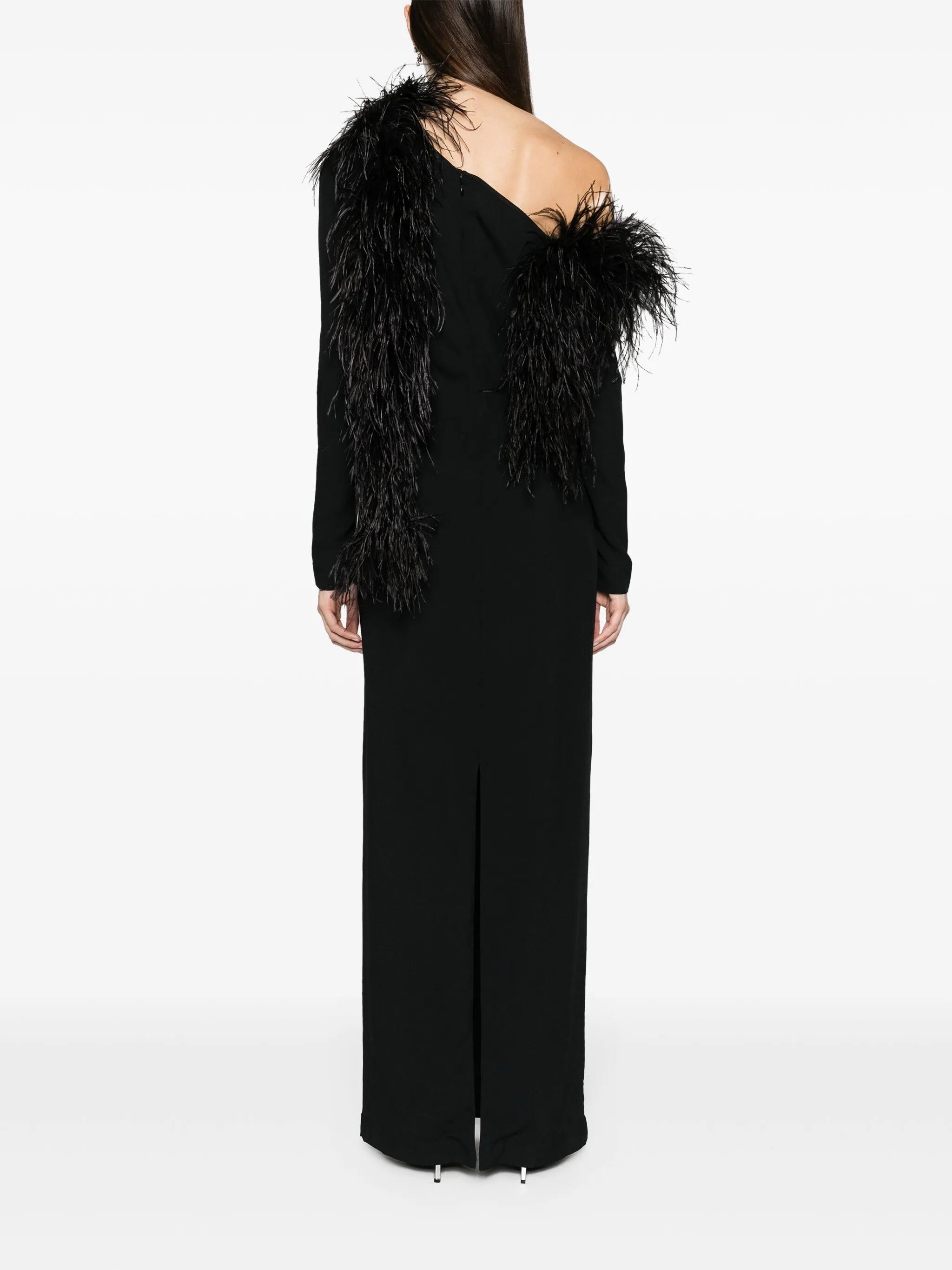 Garbo feather-trim dress