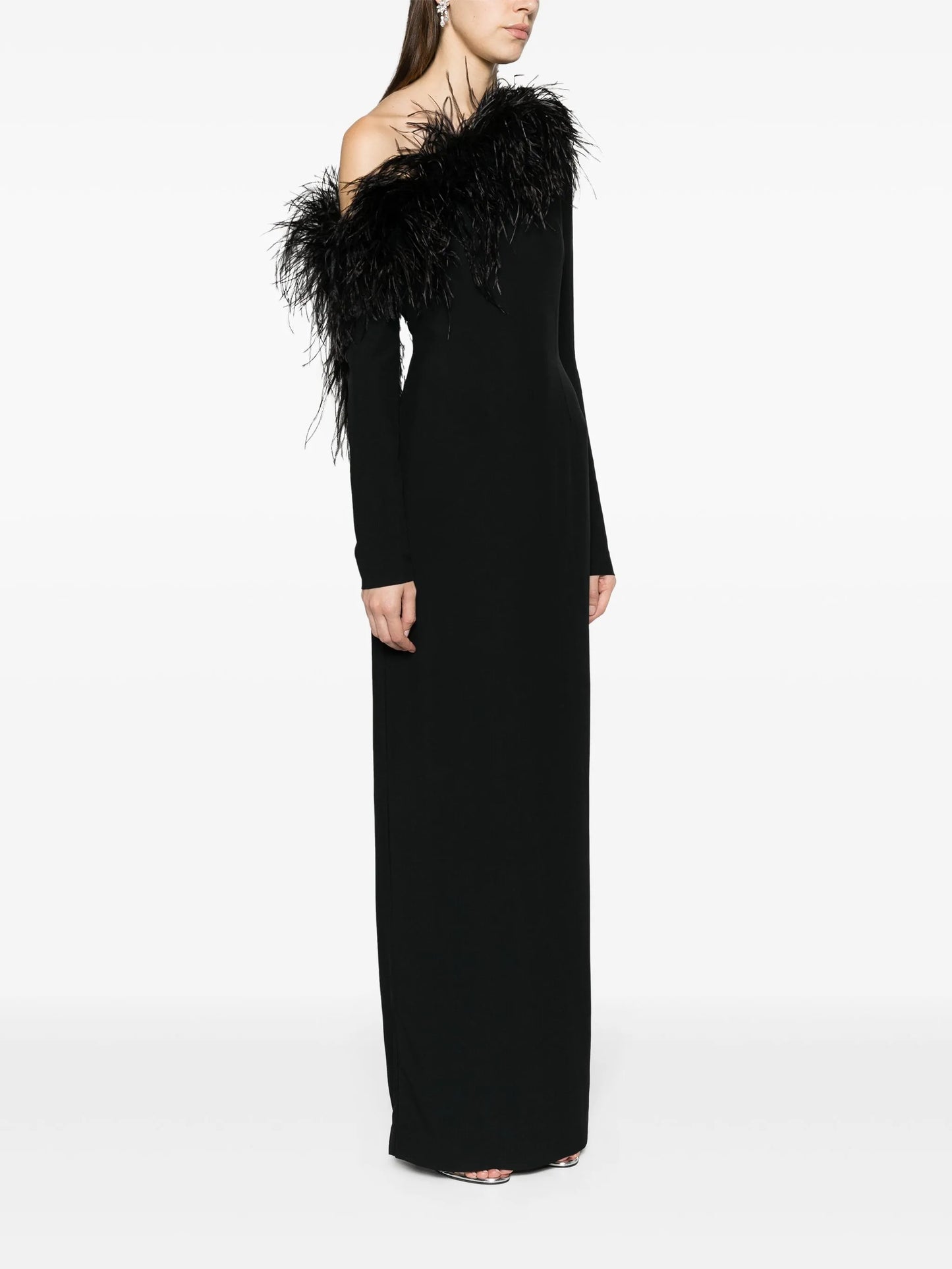 Garbo feather-trim dress