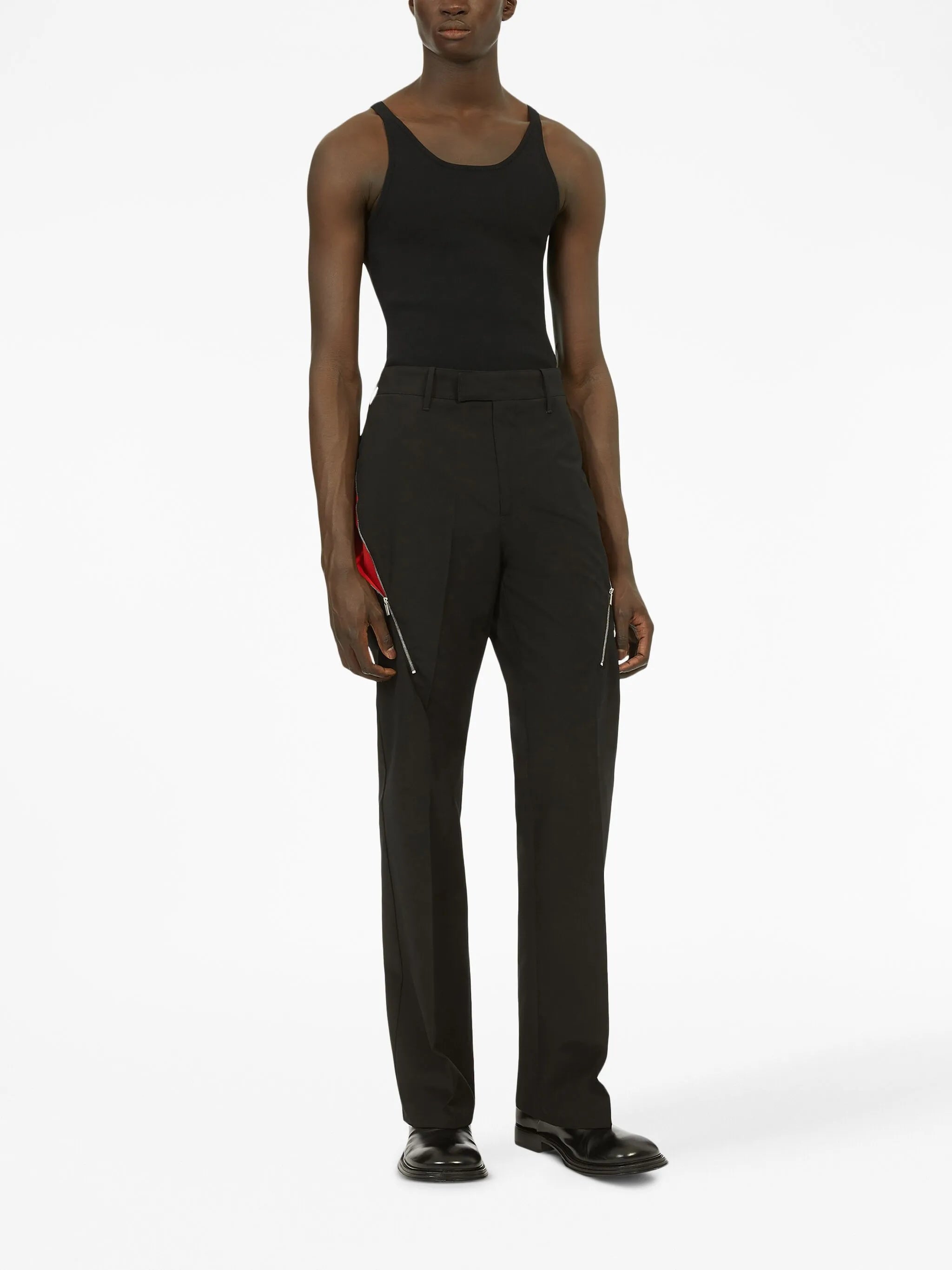zip-detail tailored trousers