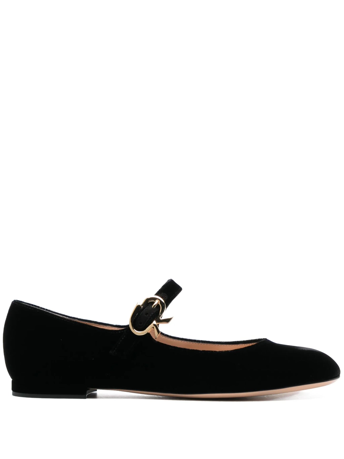 Mary velvet leather ballerina shoes