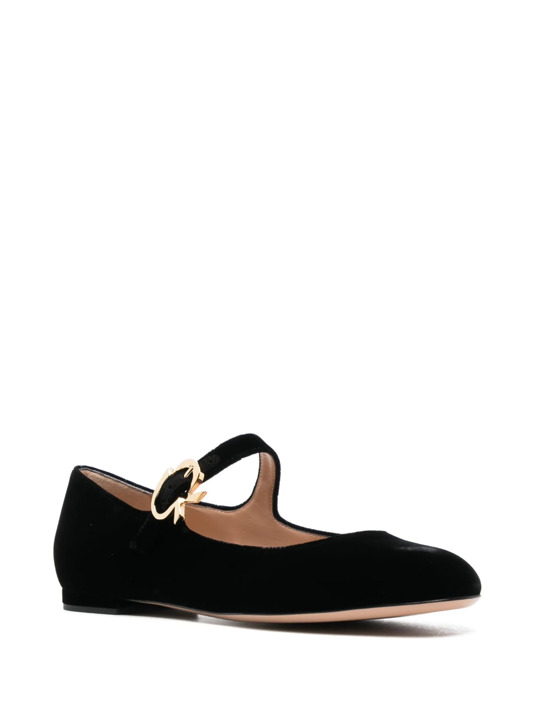 Mary velvet leather ballerina shoes