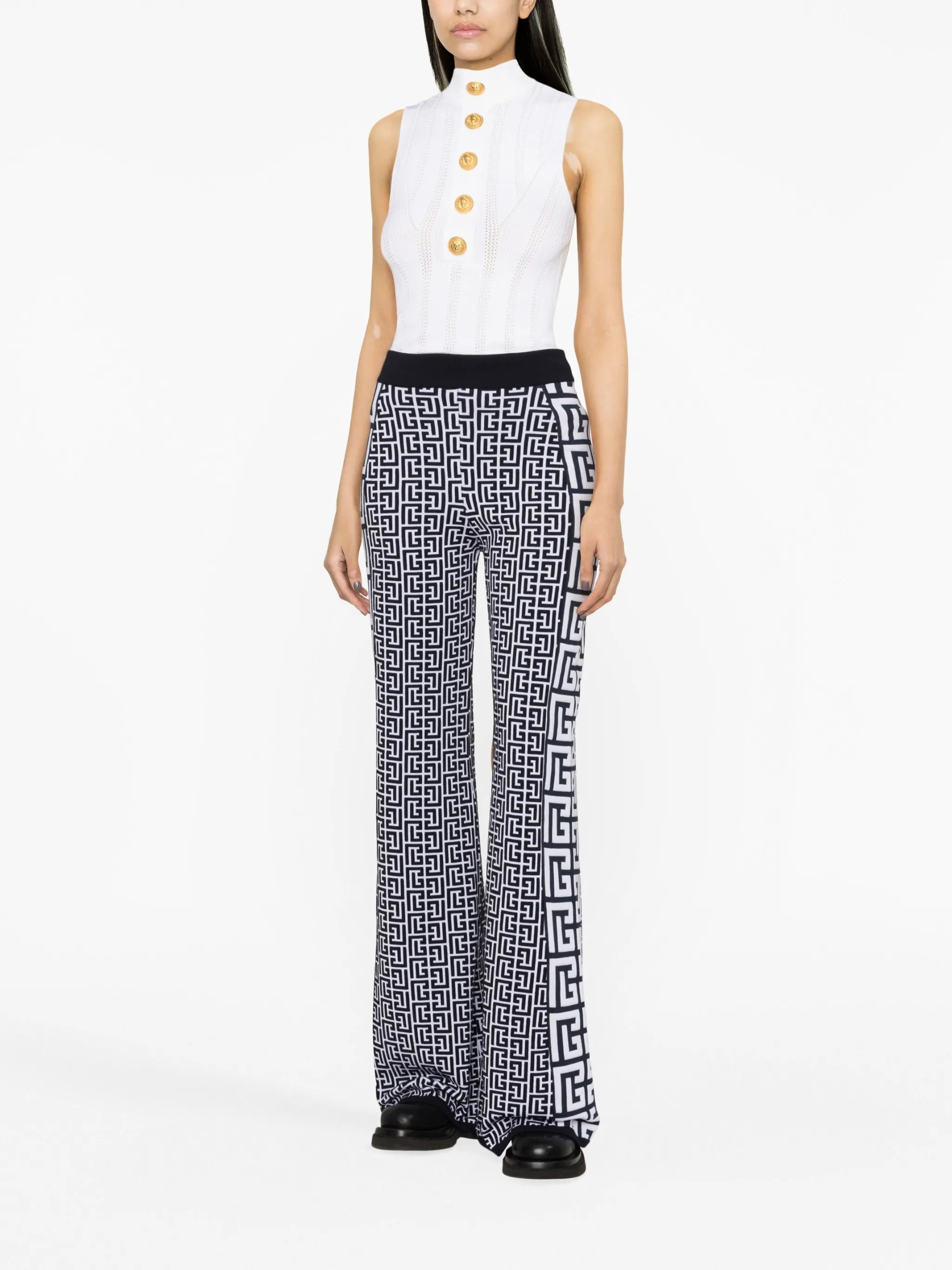 embossed-buttons high-neck top