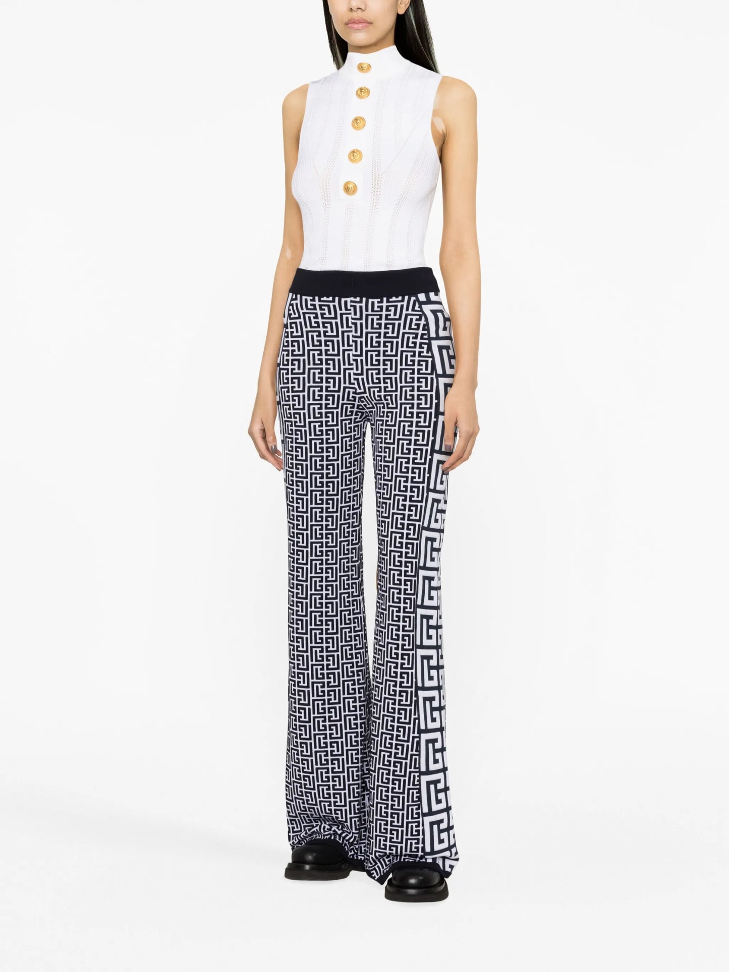 embossed-buttons high-neck top