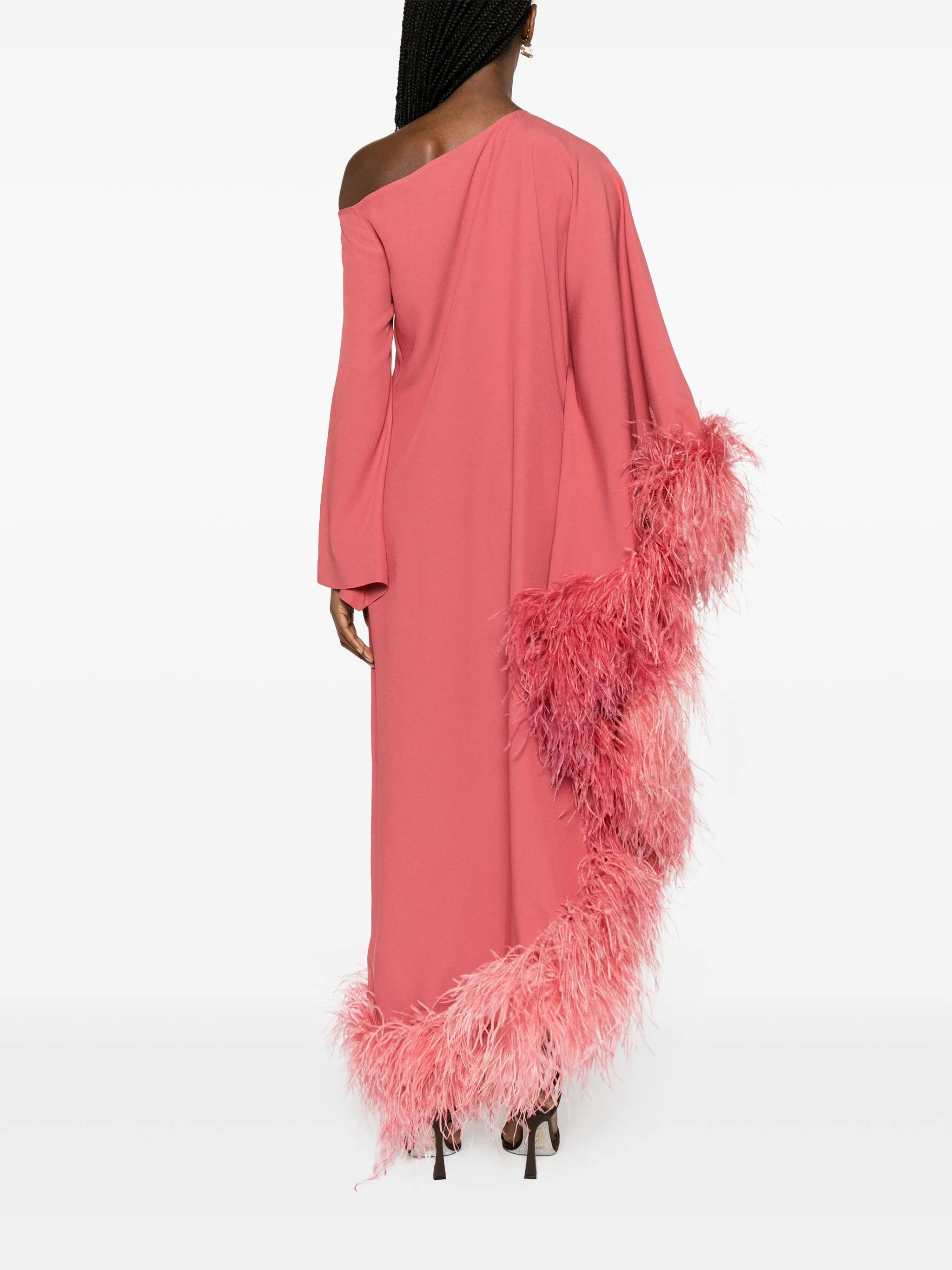 Ubud Extravaganza feather-trim maxi dress