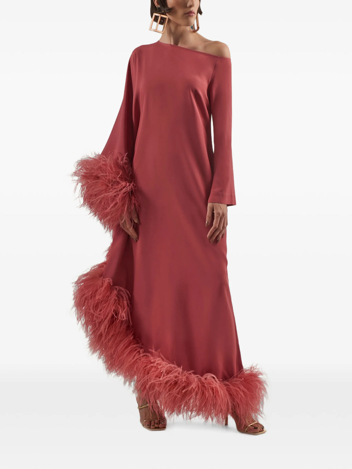 Ubud Extravaganza feather-trim maxi dress