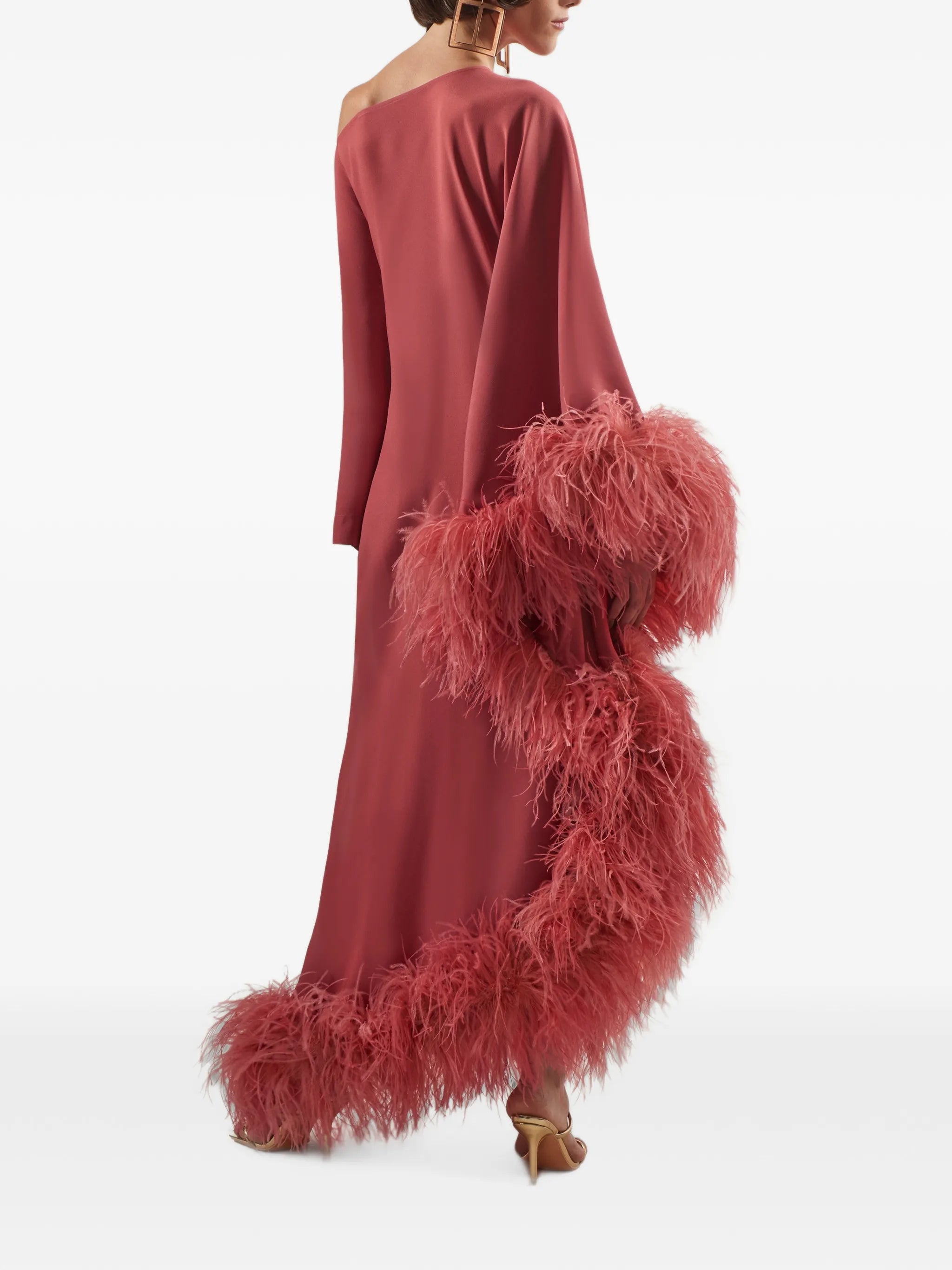 Ubud Extravaganza feather-trim maxi dress