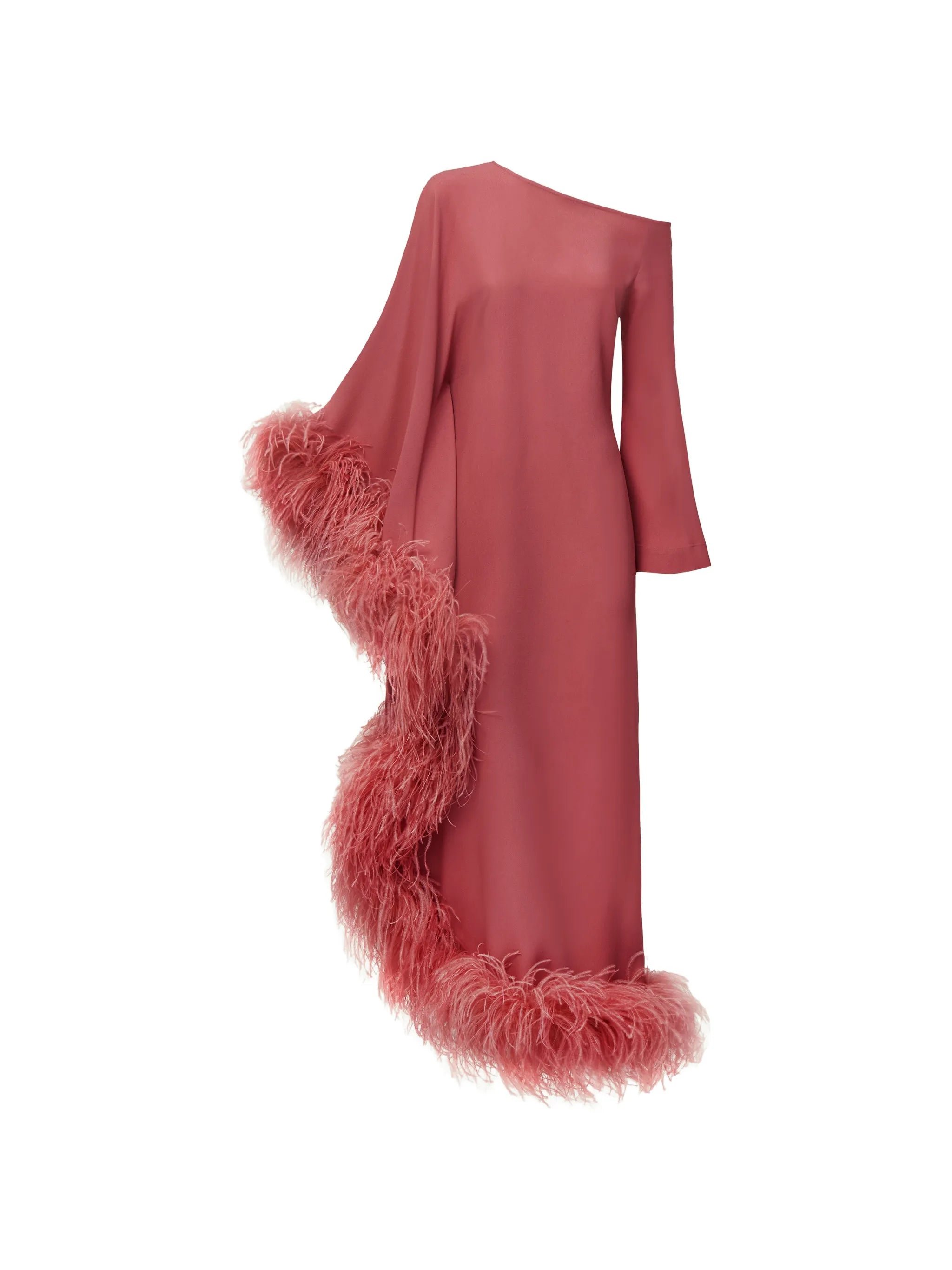 Ubud Extravaganza feather-trim maxi dress
