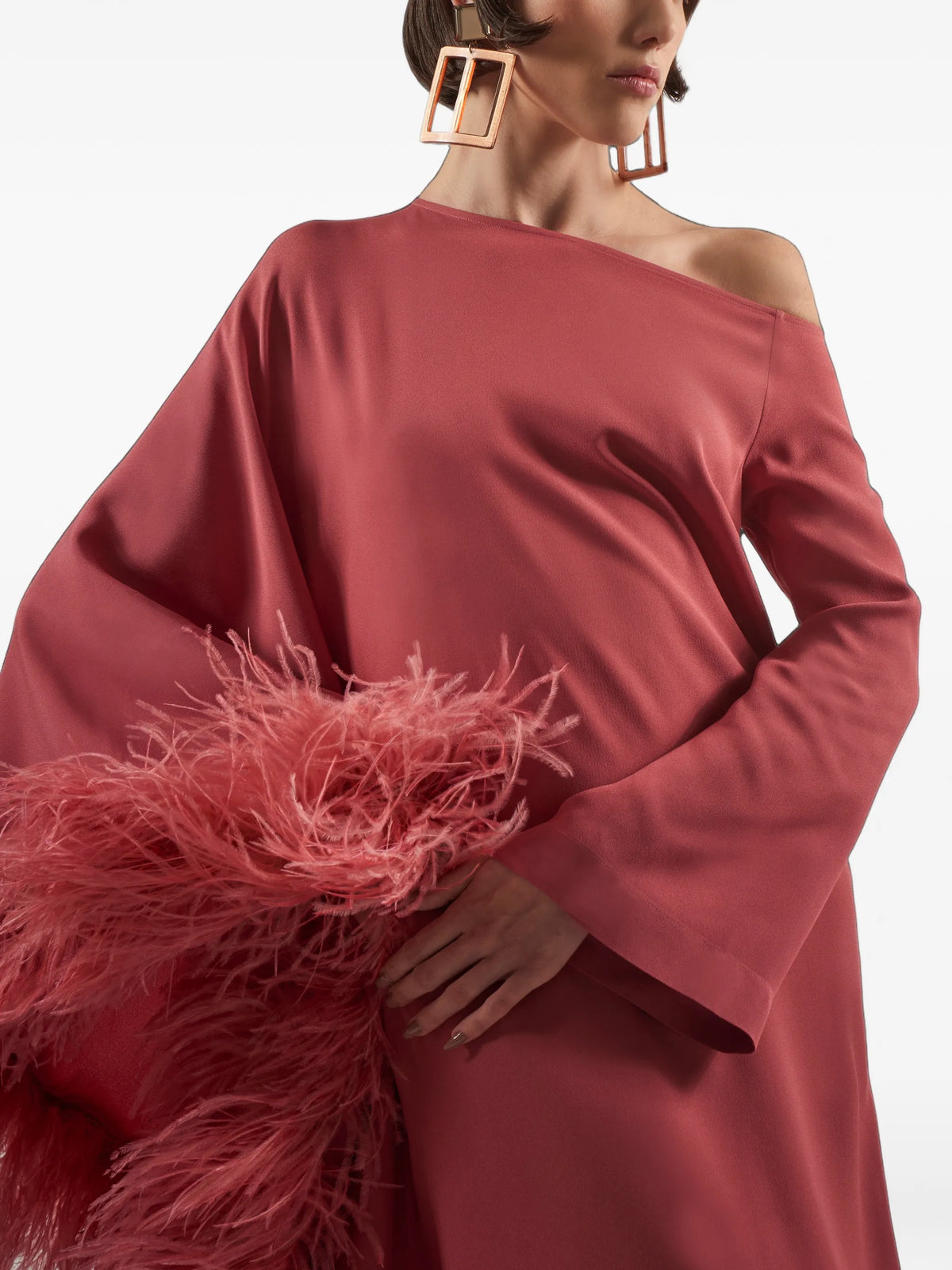Ubud Extravaganza feather-trim maxi dress