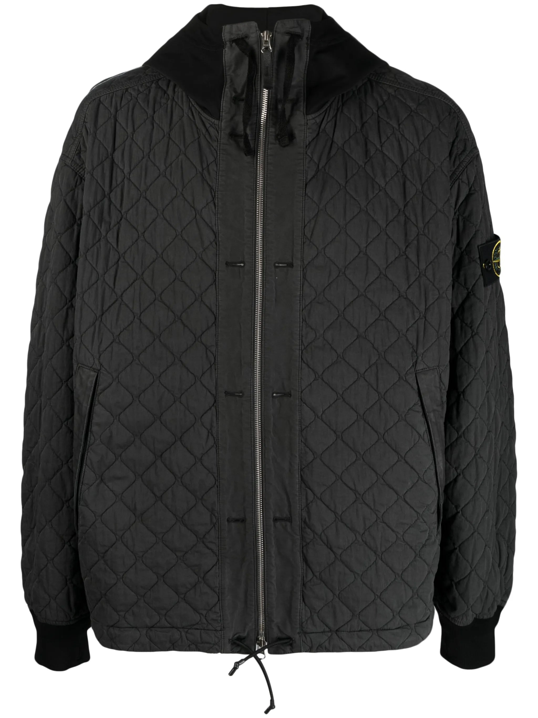 quilted hooded zip-up jacket