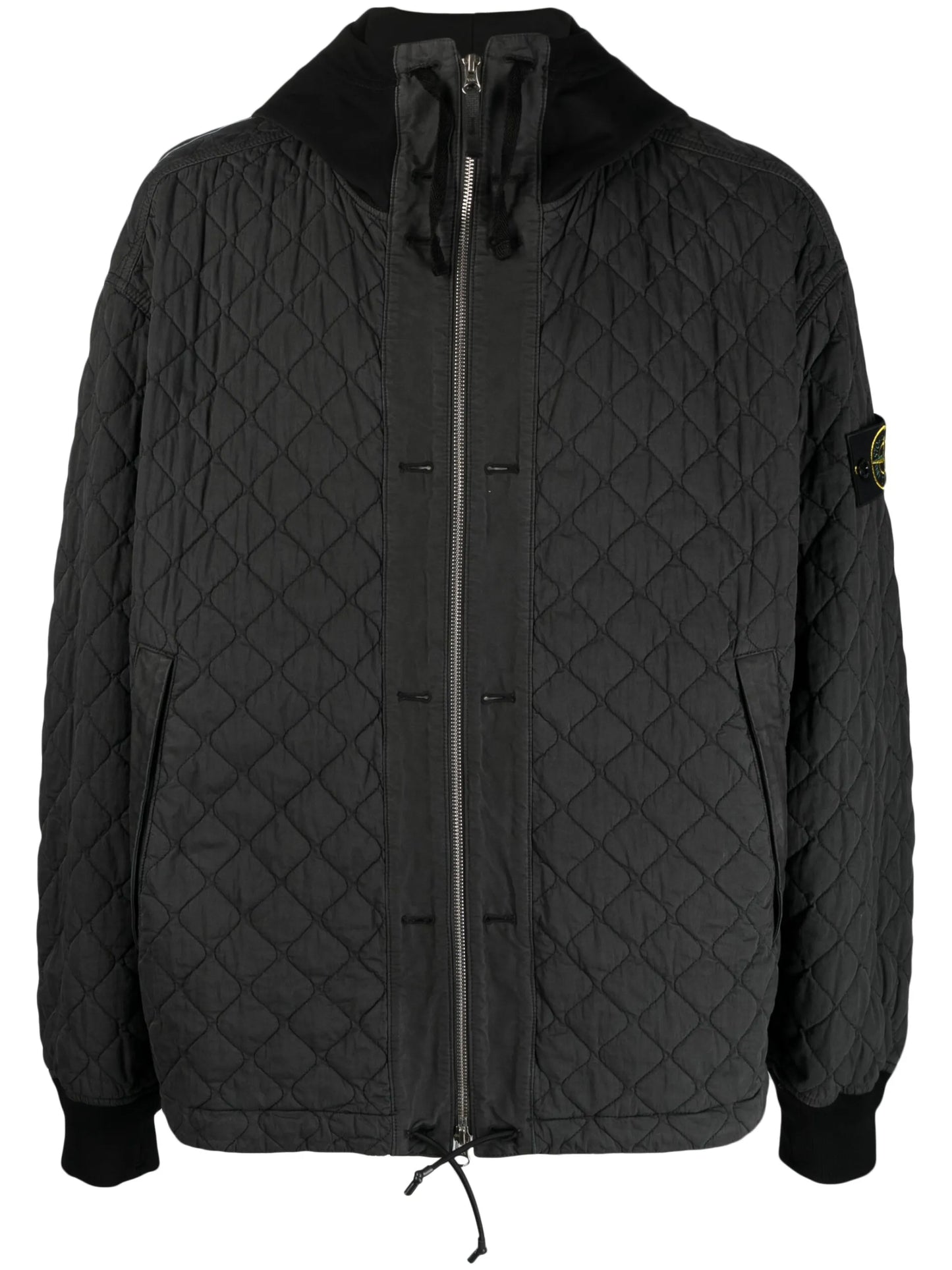 quilted hooded zip-up jacket