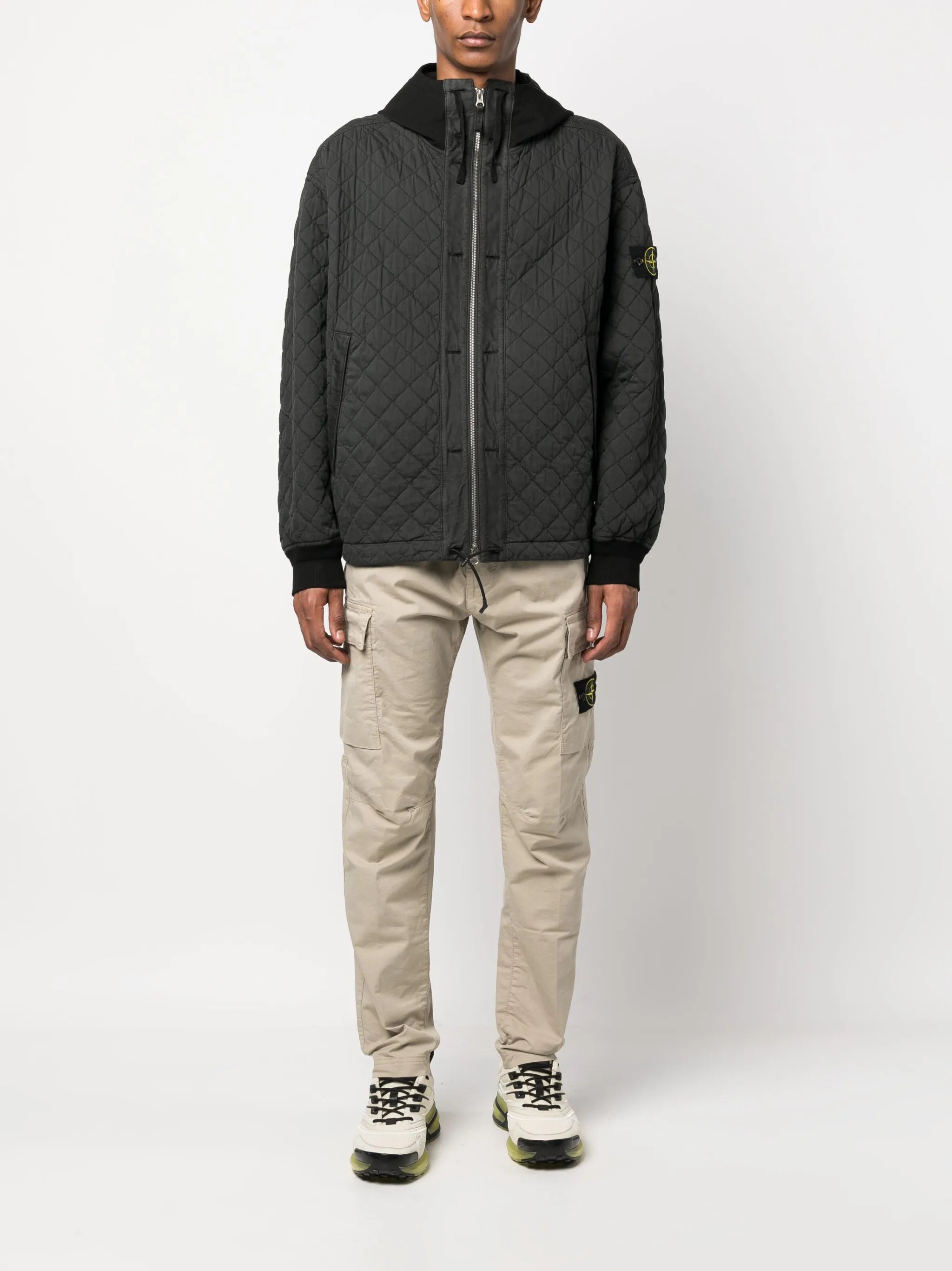 quilted hooded zip-up jacket