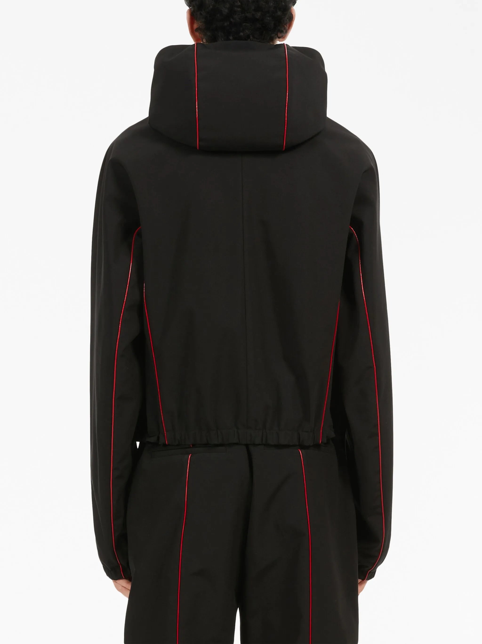 contrast-piping drawstring lightweight jacket