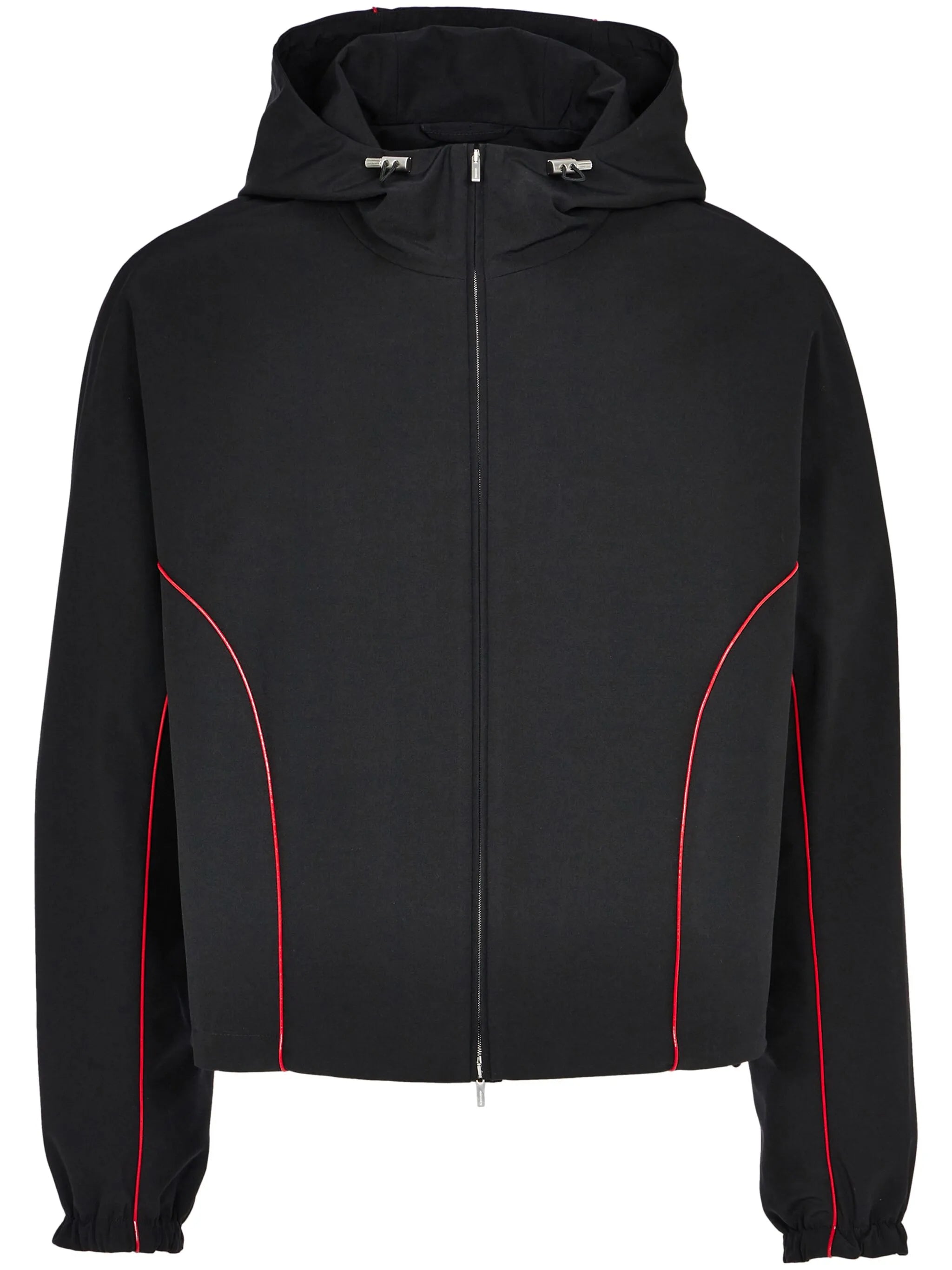contrast-piping drawstring lightweight jacket