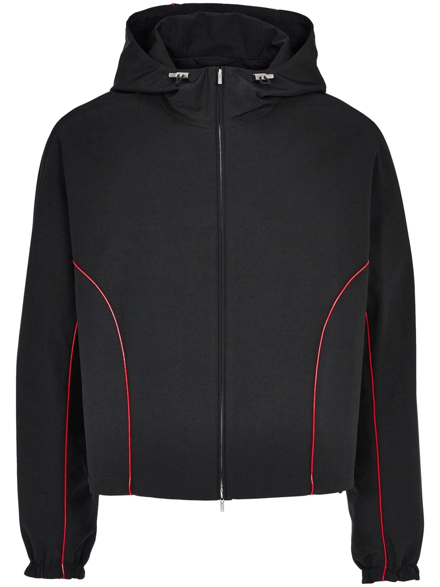 contrast-piping drawstring lightweight jacket