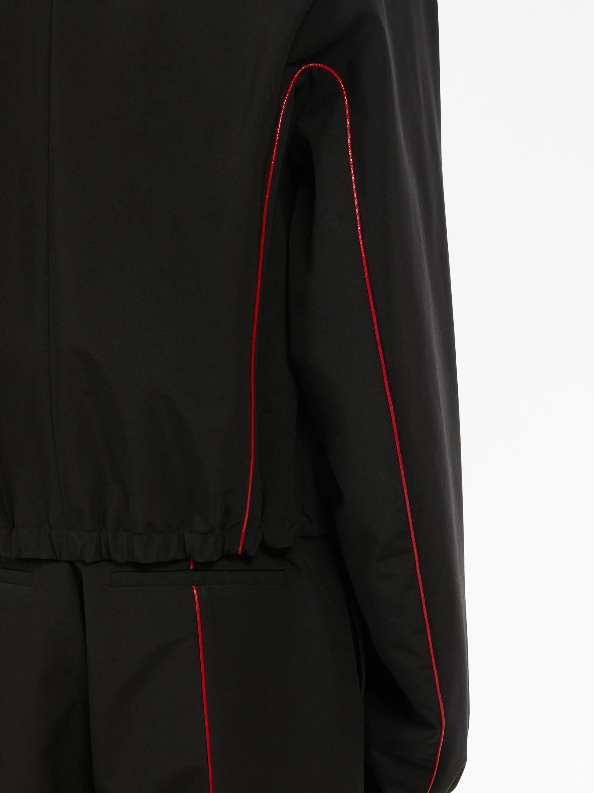 contrast-piping drawstring lightweight jacket