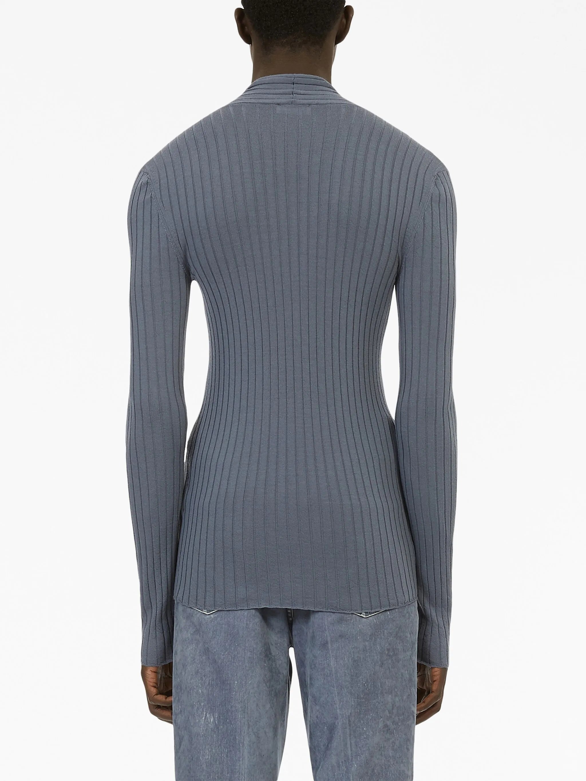 V-neck ribbed-knit jumper