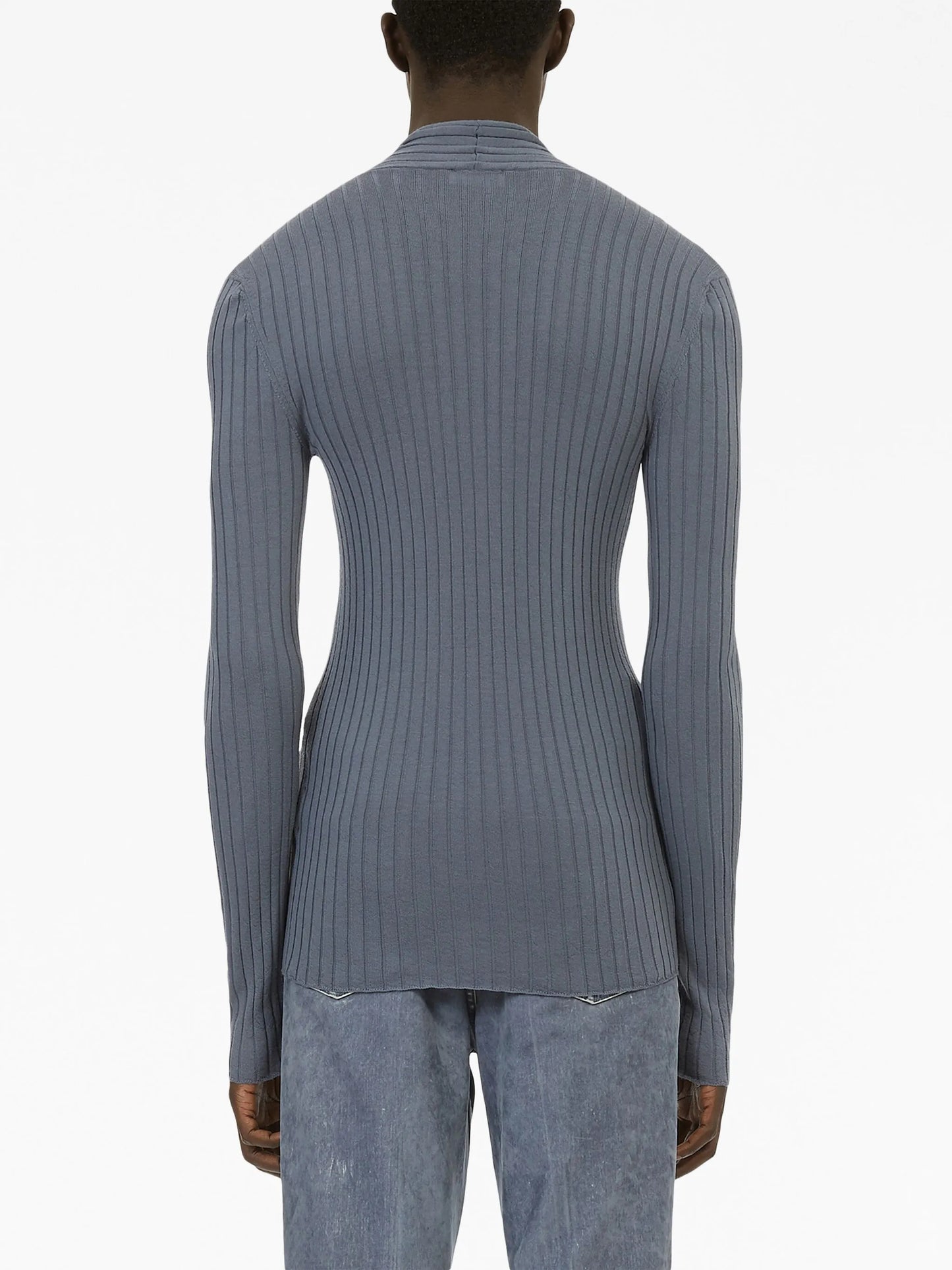 V-neck ribbed-knit jumper