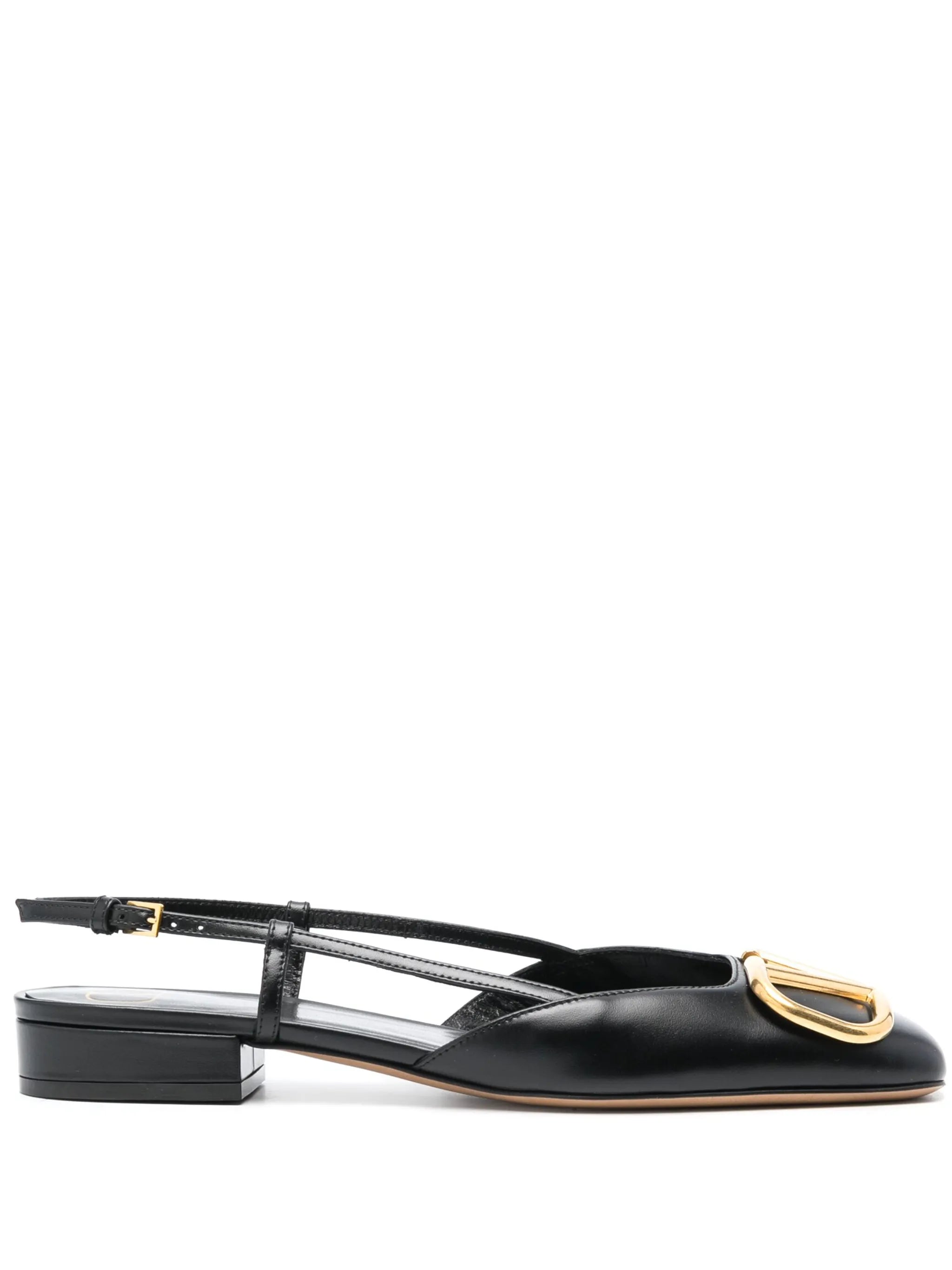 VLogo leather slingback ballerina shoes