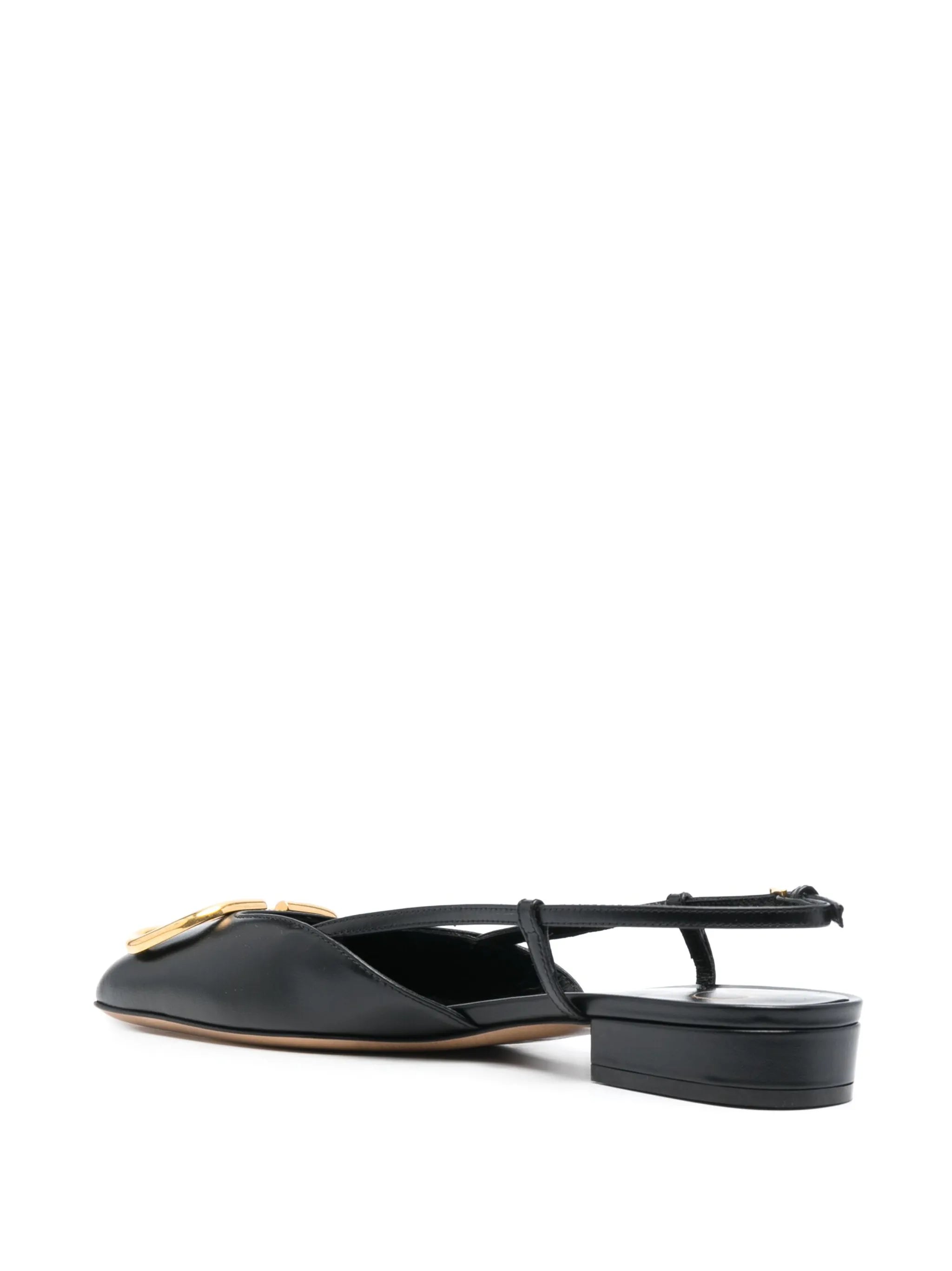 VLogo leather slingback ballerina shoes