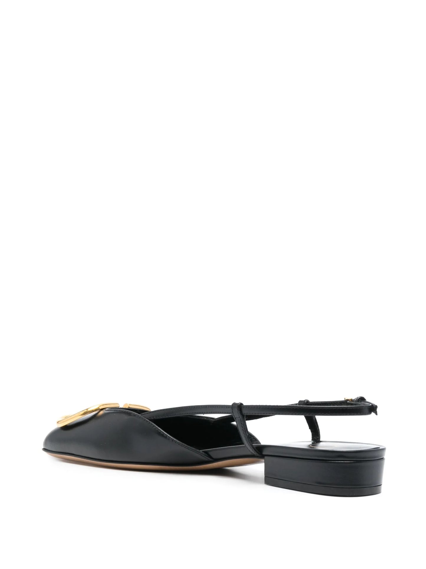 VLogo leather slingback ballerina shoes