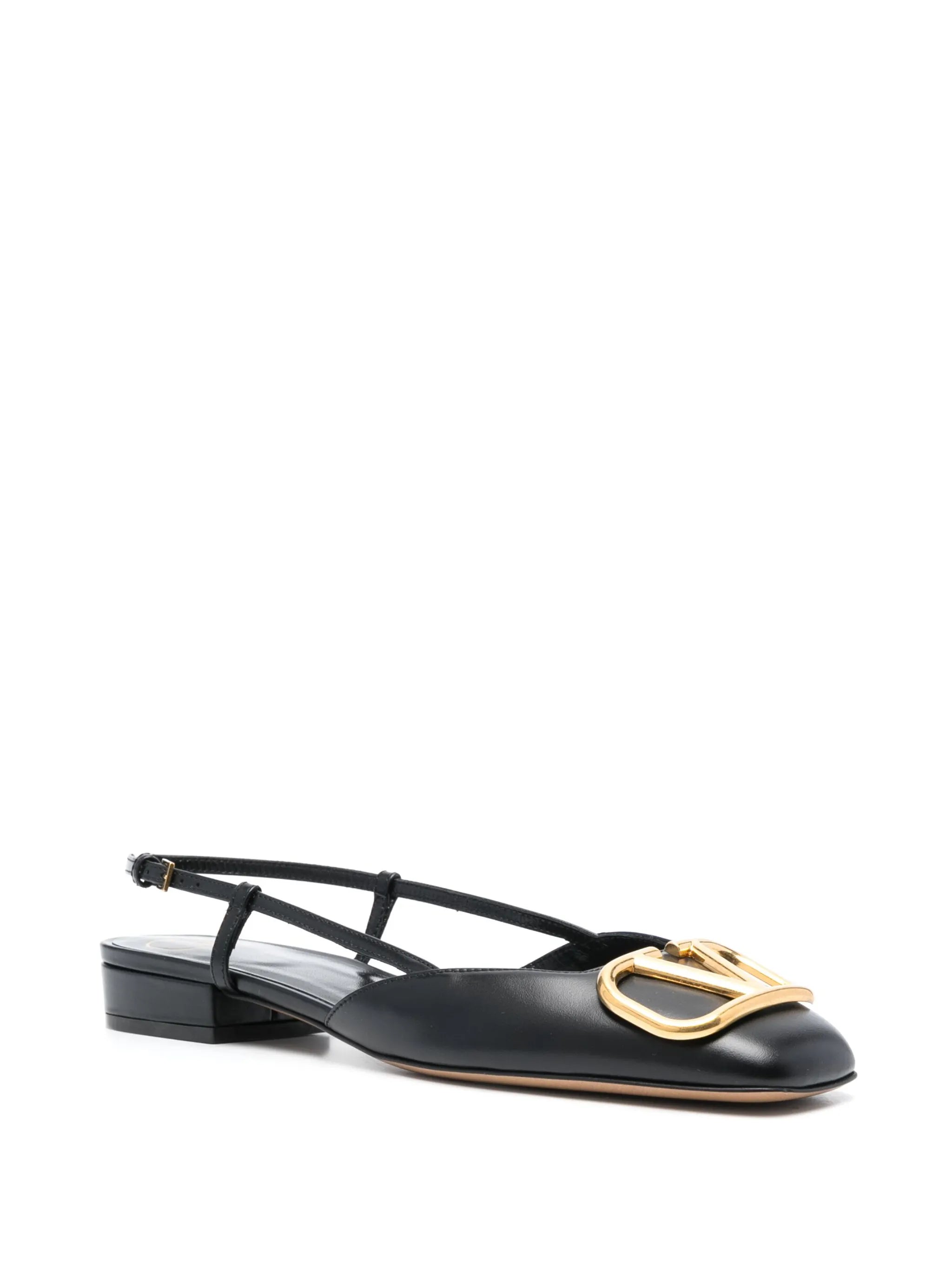 VLogo leather slingback ballerina shoes