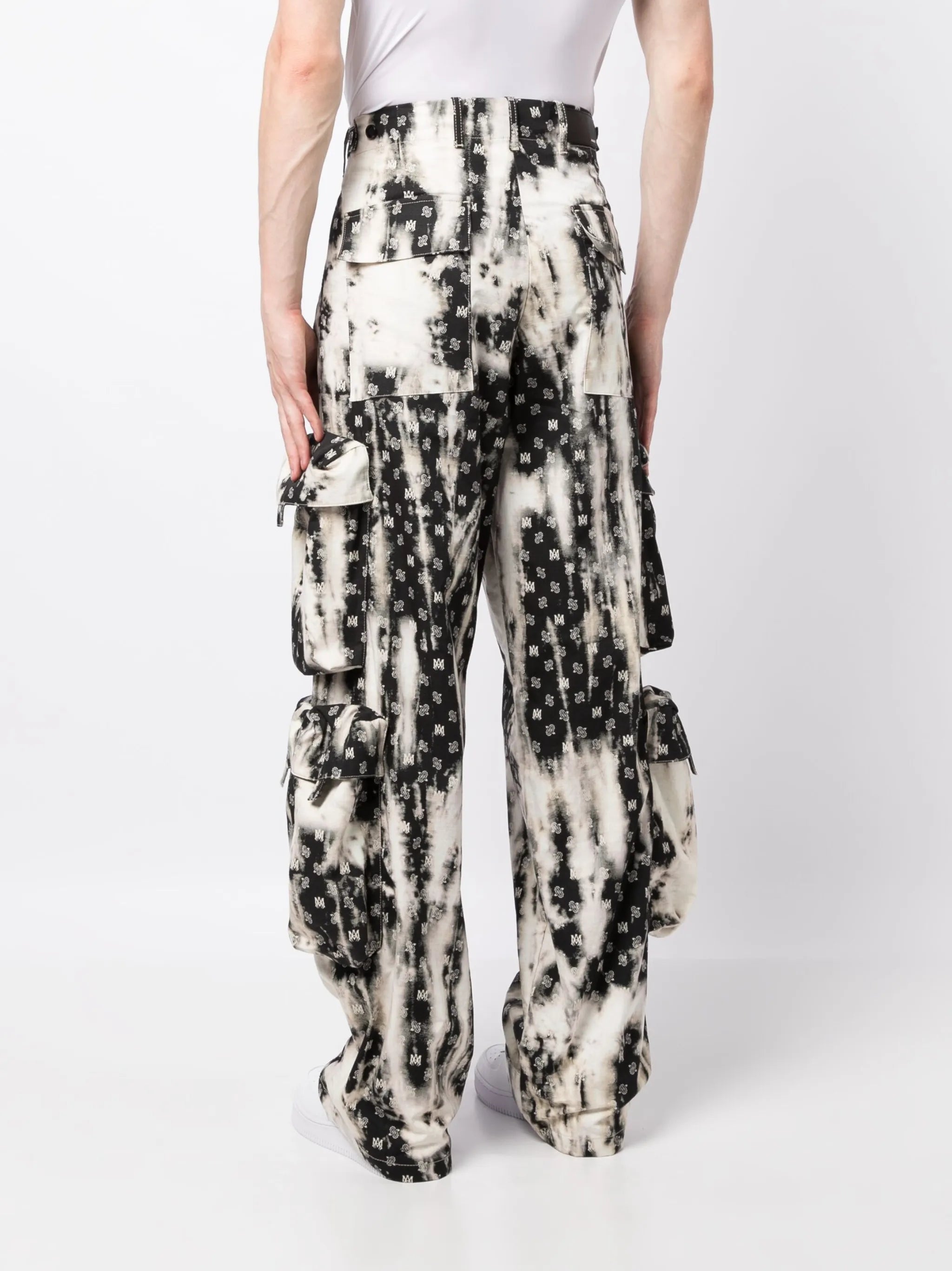 monogram-pattern cotton cargo trousers
