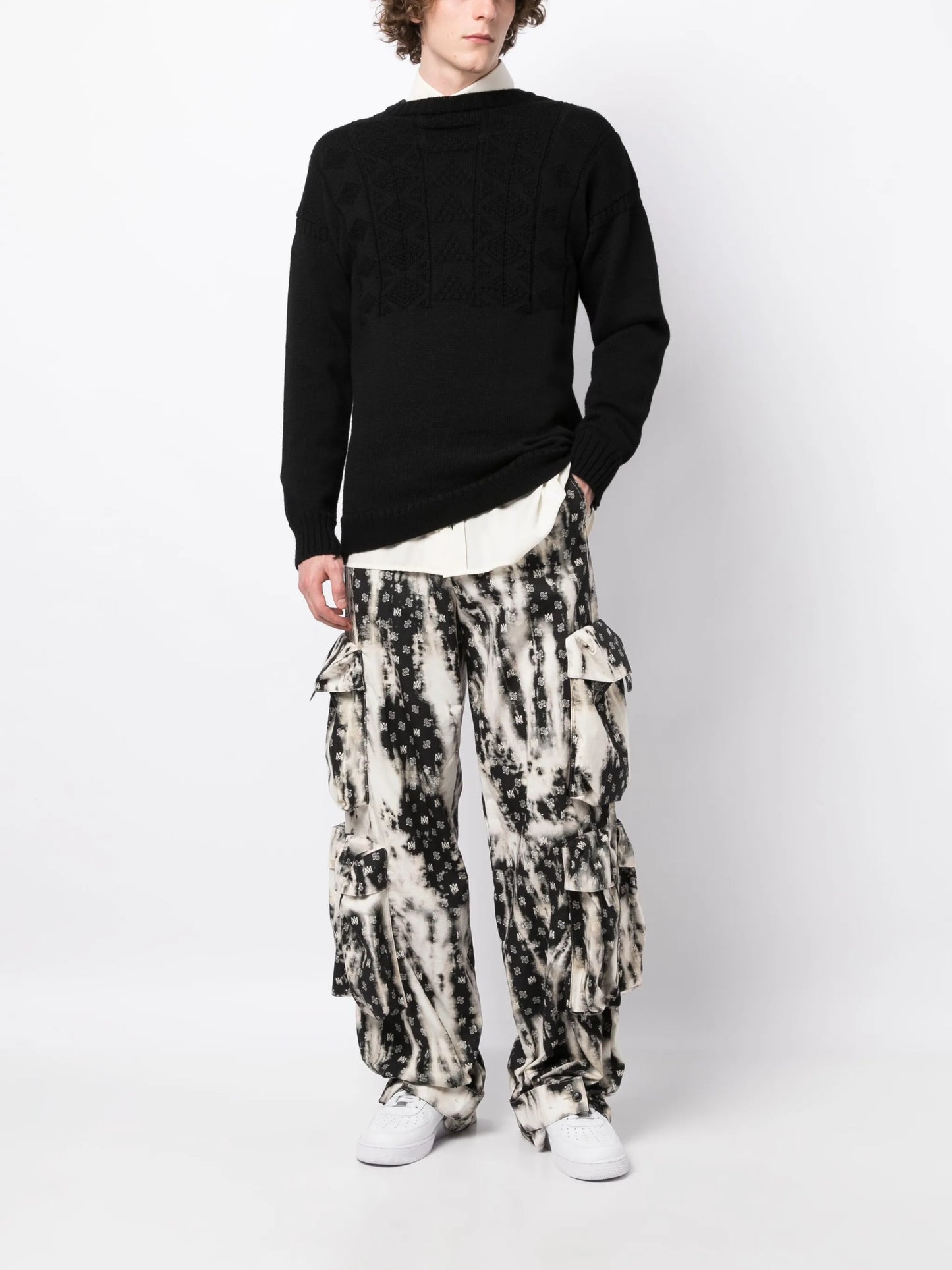 monogram-pattern cotton cargo trousers