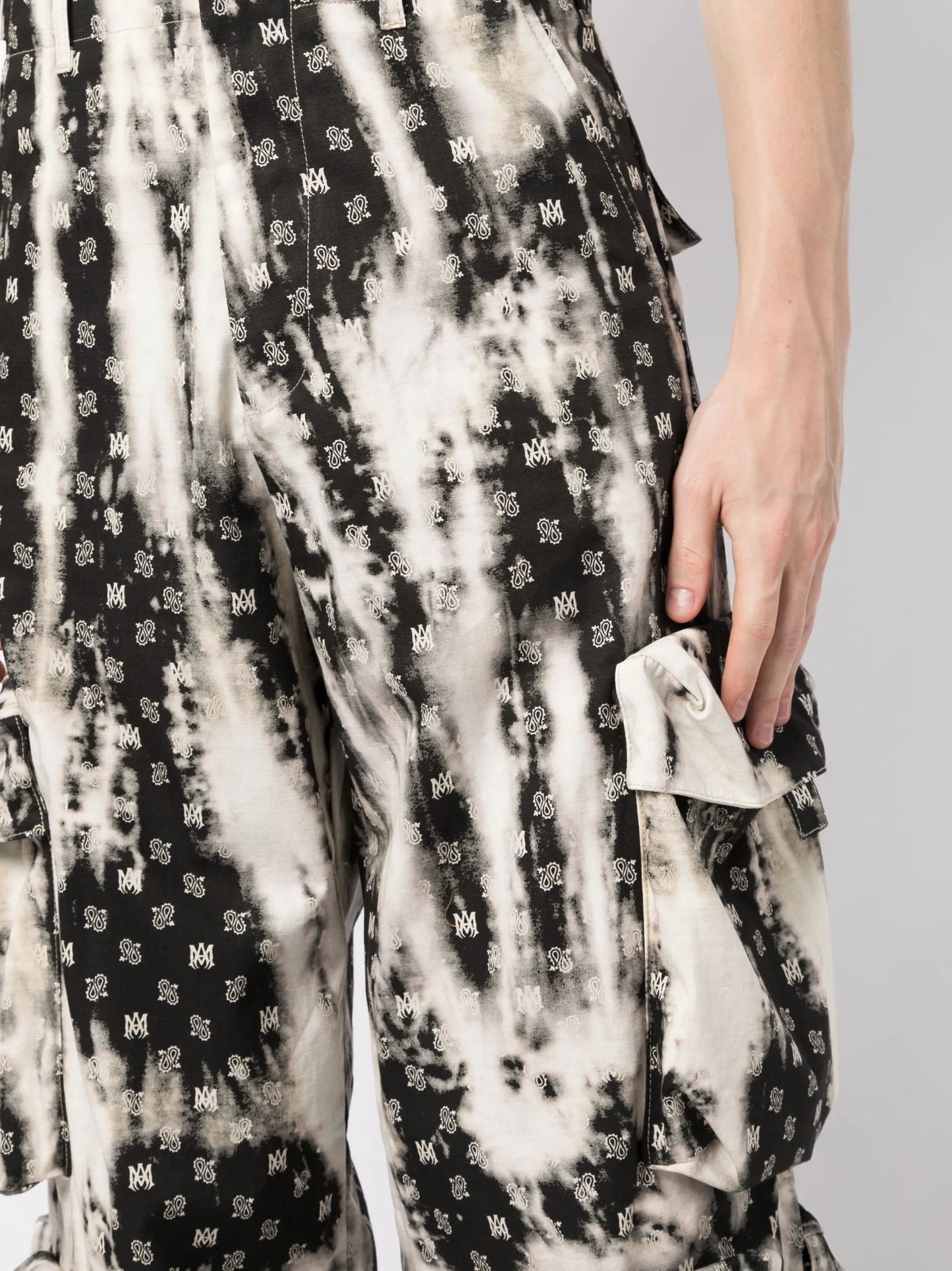 monogram-pattern cotton cargo trousers