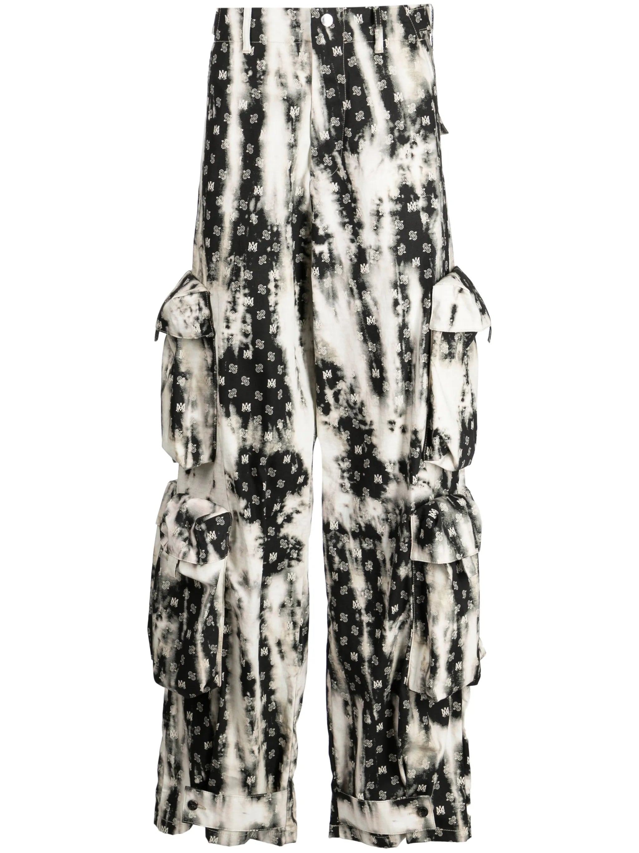 monogram-pattern cotton cargo trousers