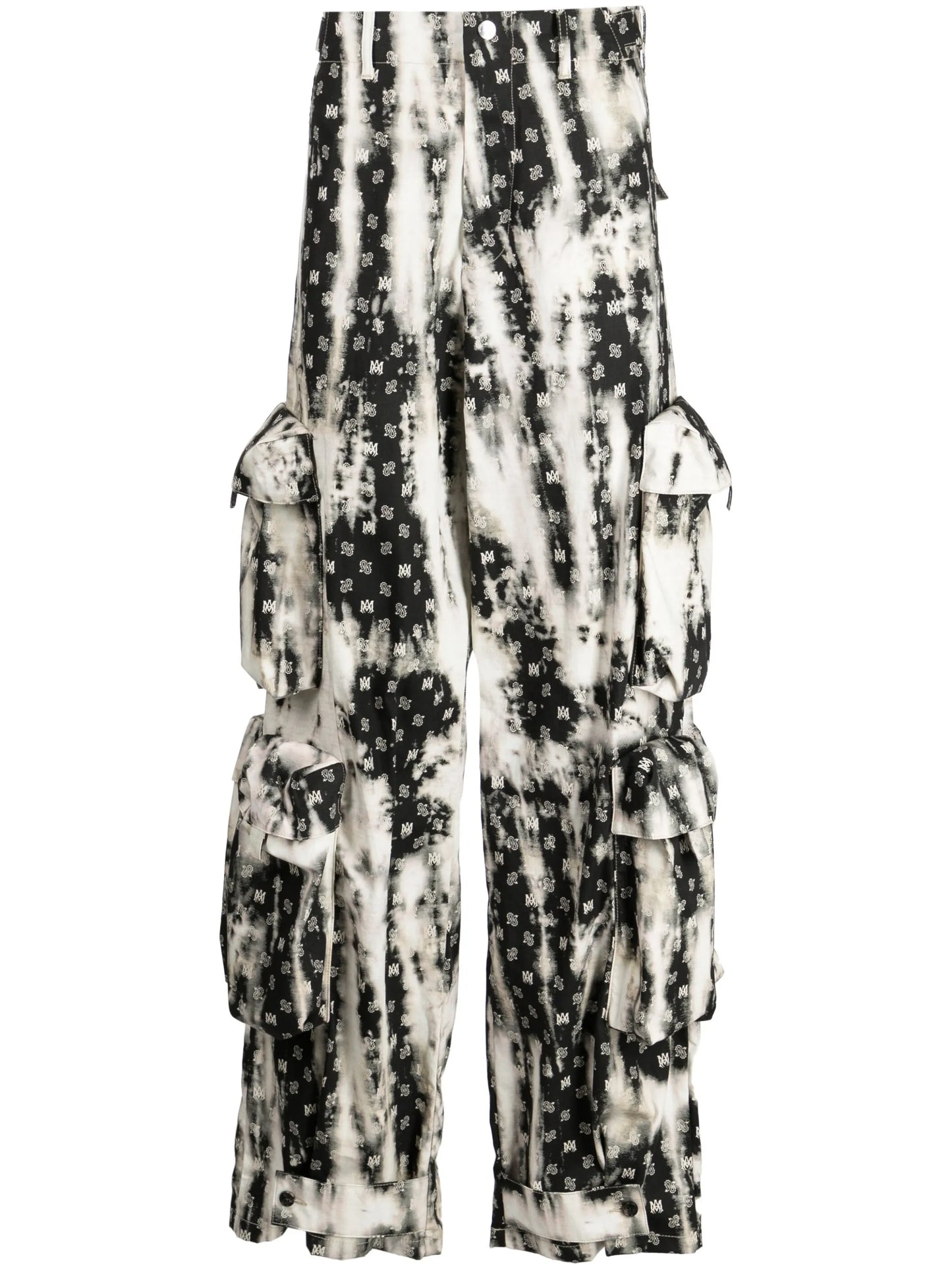 monogram-pattern cotton cargo trousers