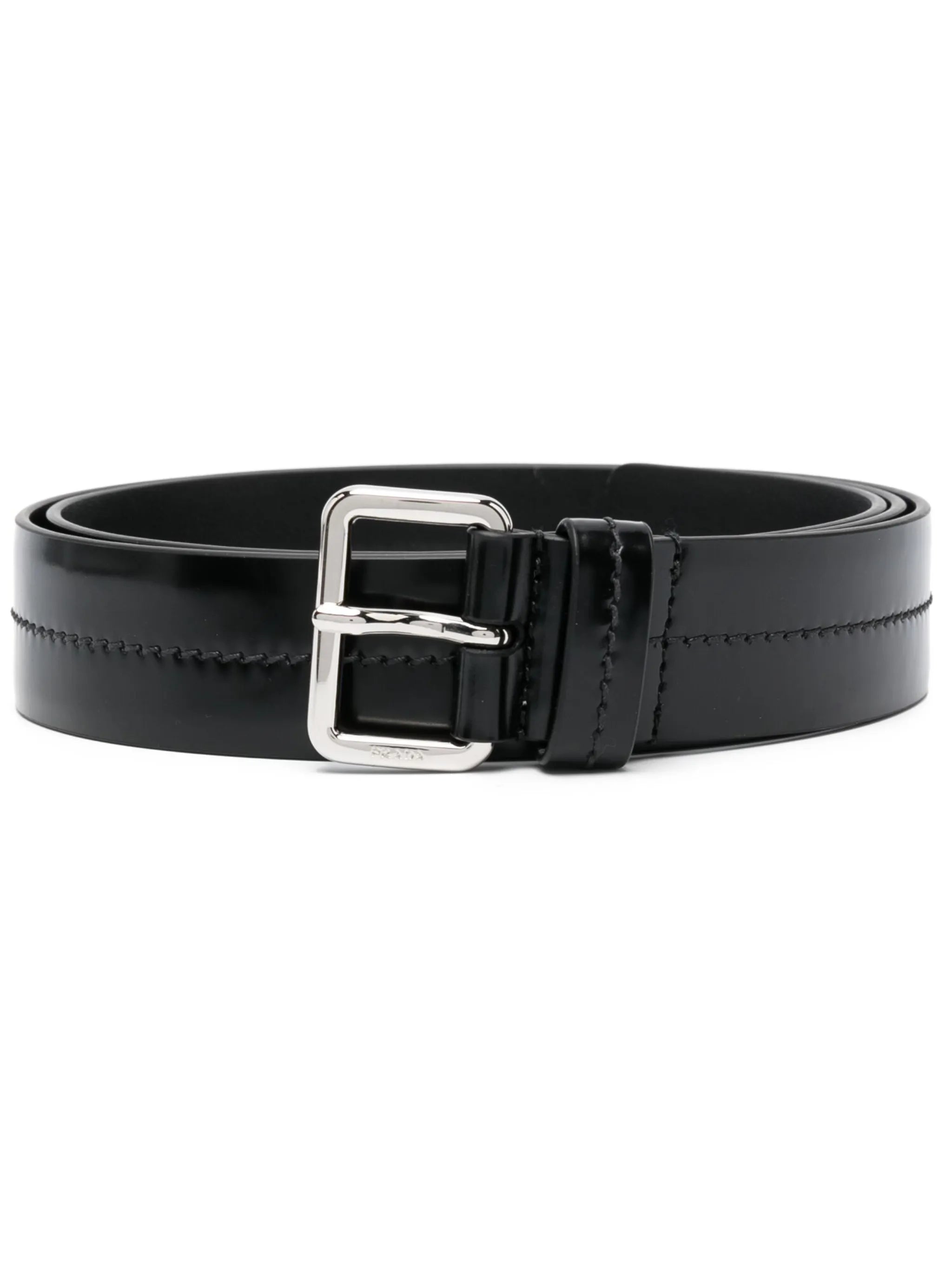 logo-engraved leather belt