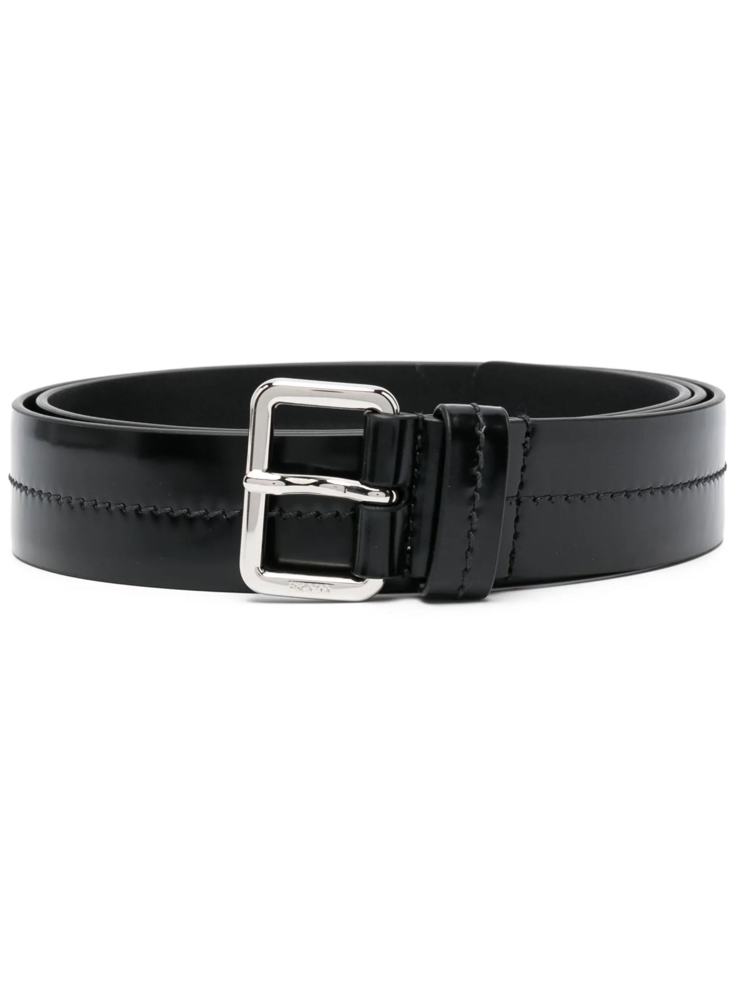 logo-engraved leather belt