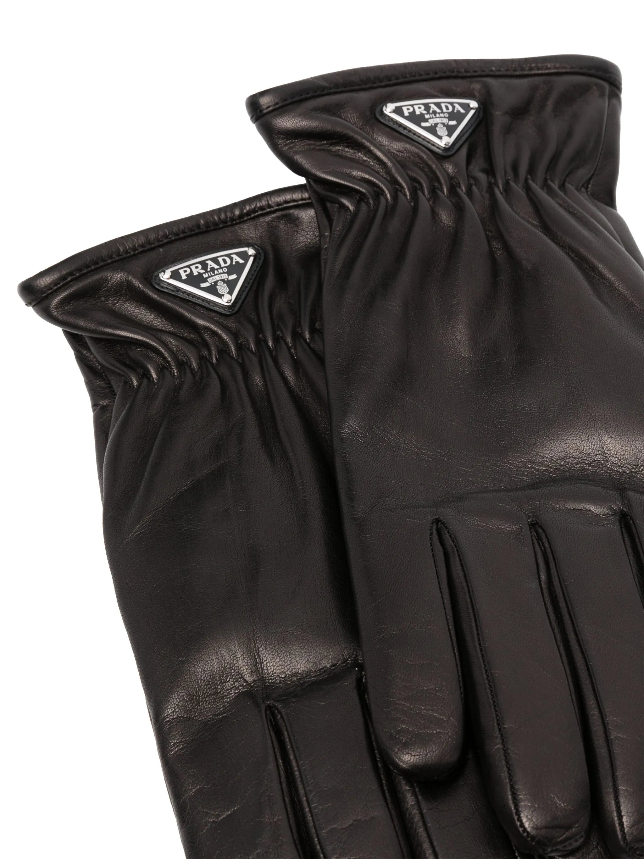 triangle-logo leather gloves