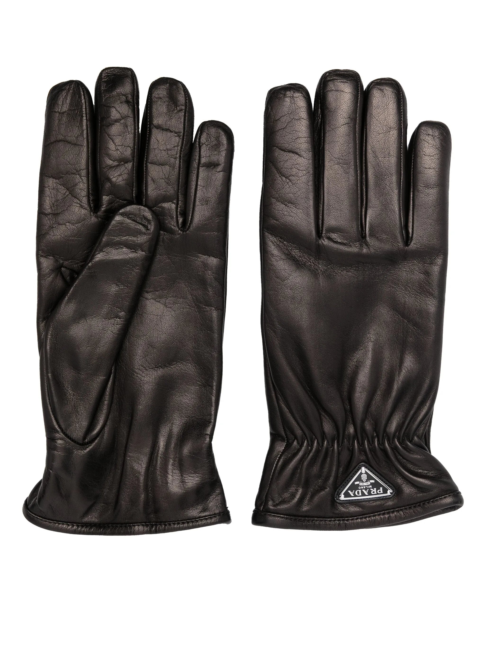 triangle-logo leather gloves