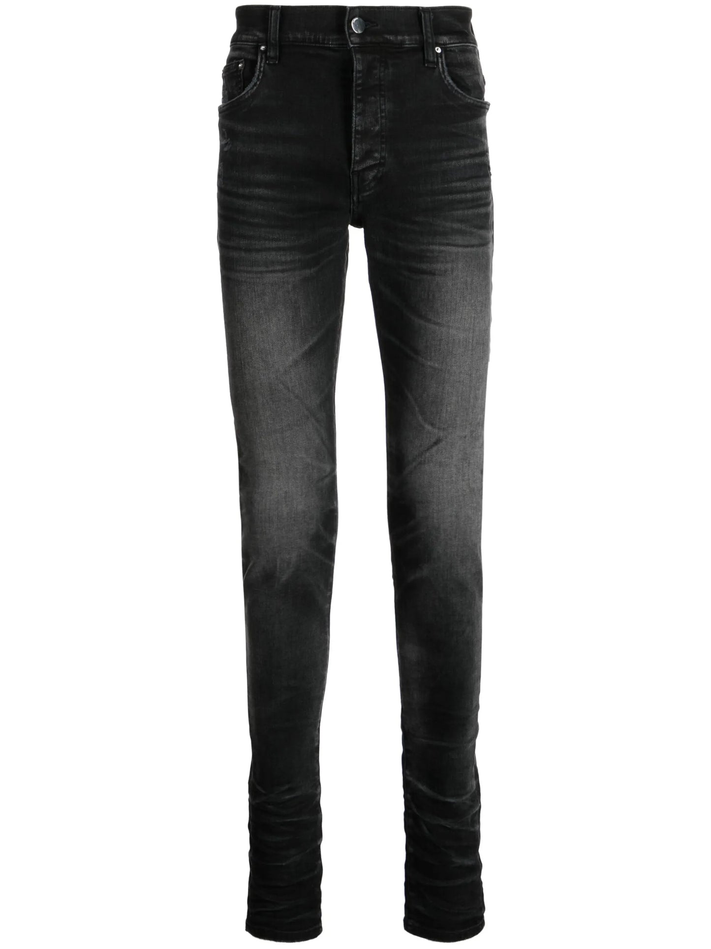 Stack whiskered skinny jeans