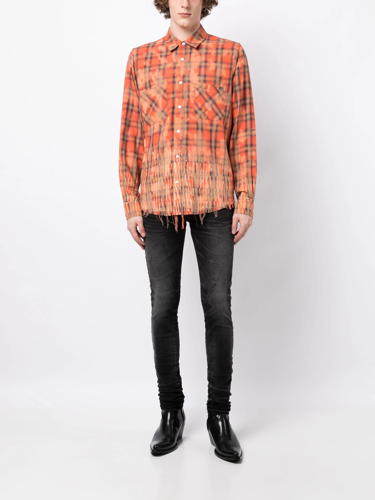 Stack whiskered skinny jeans