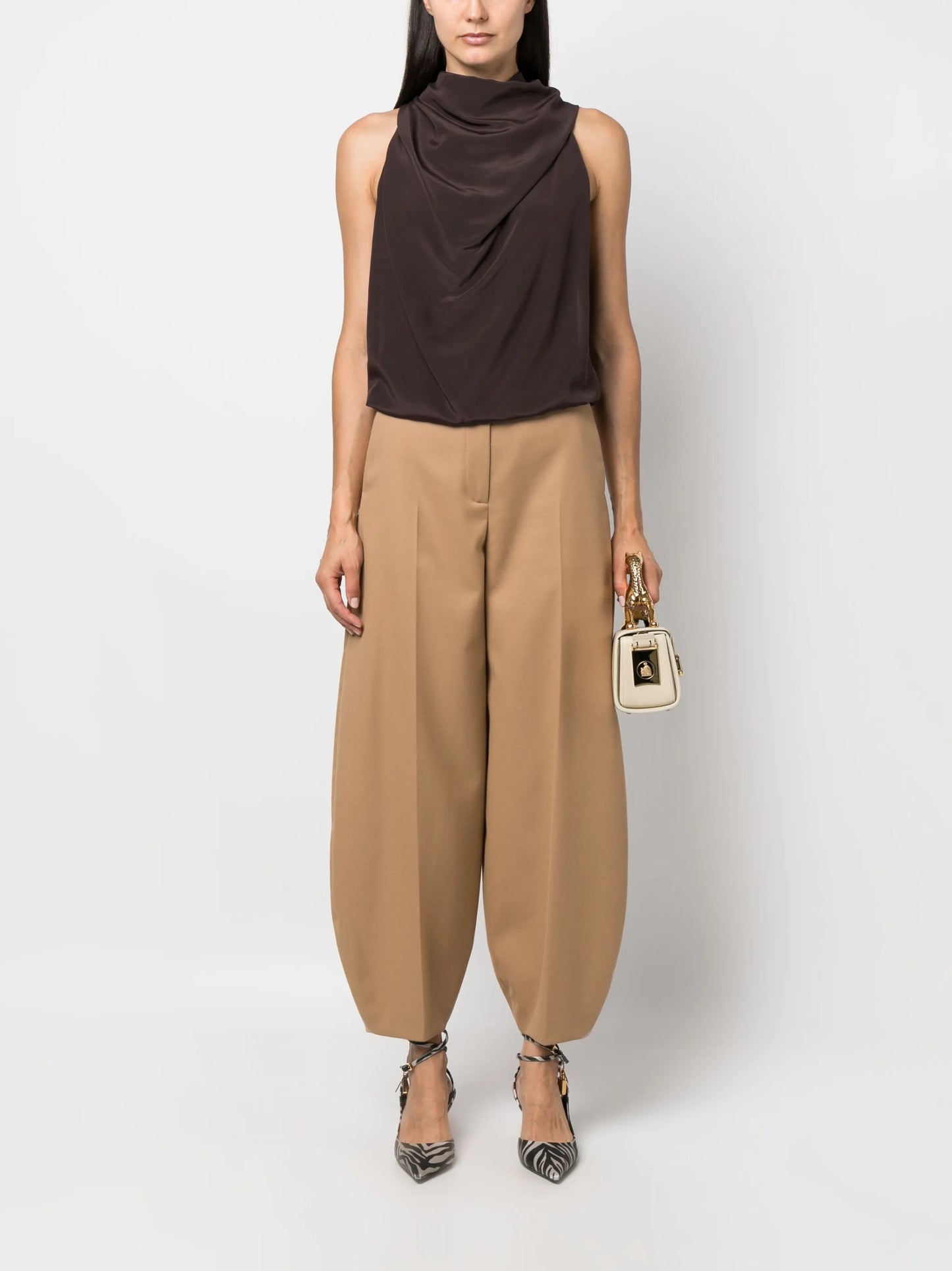 draped sleeveless silk top