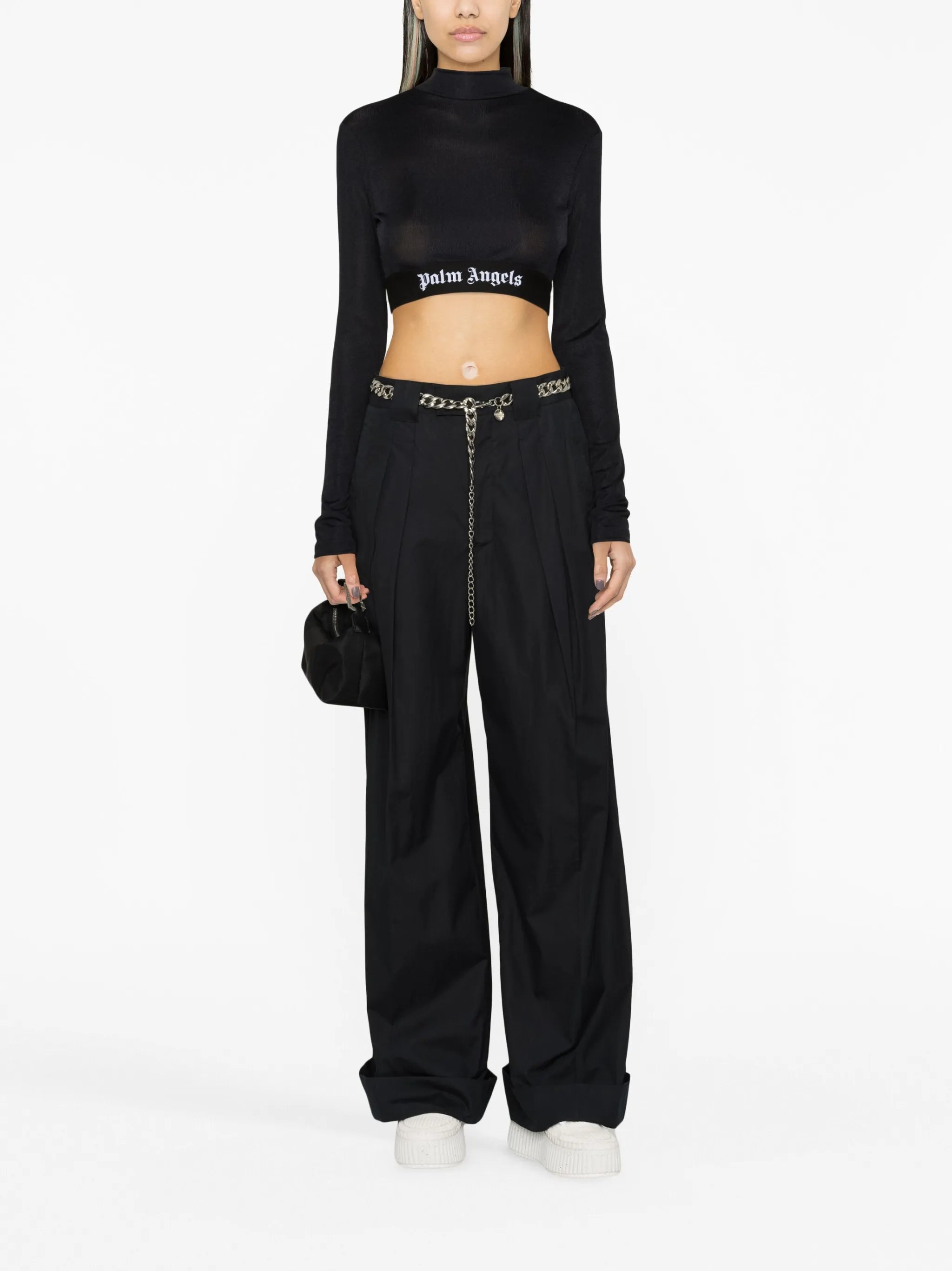 logo-waistband cropped top