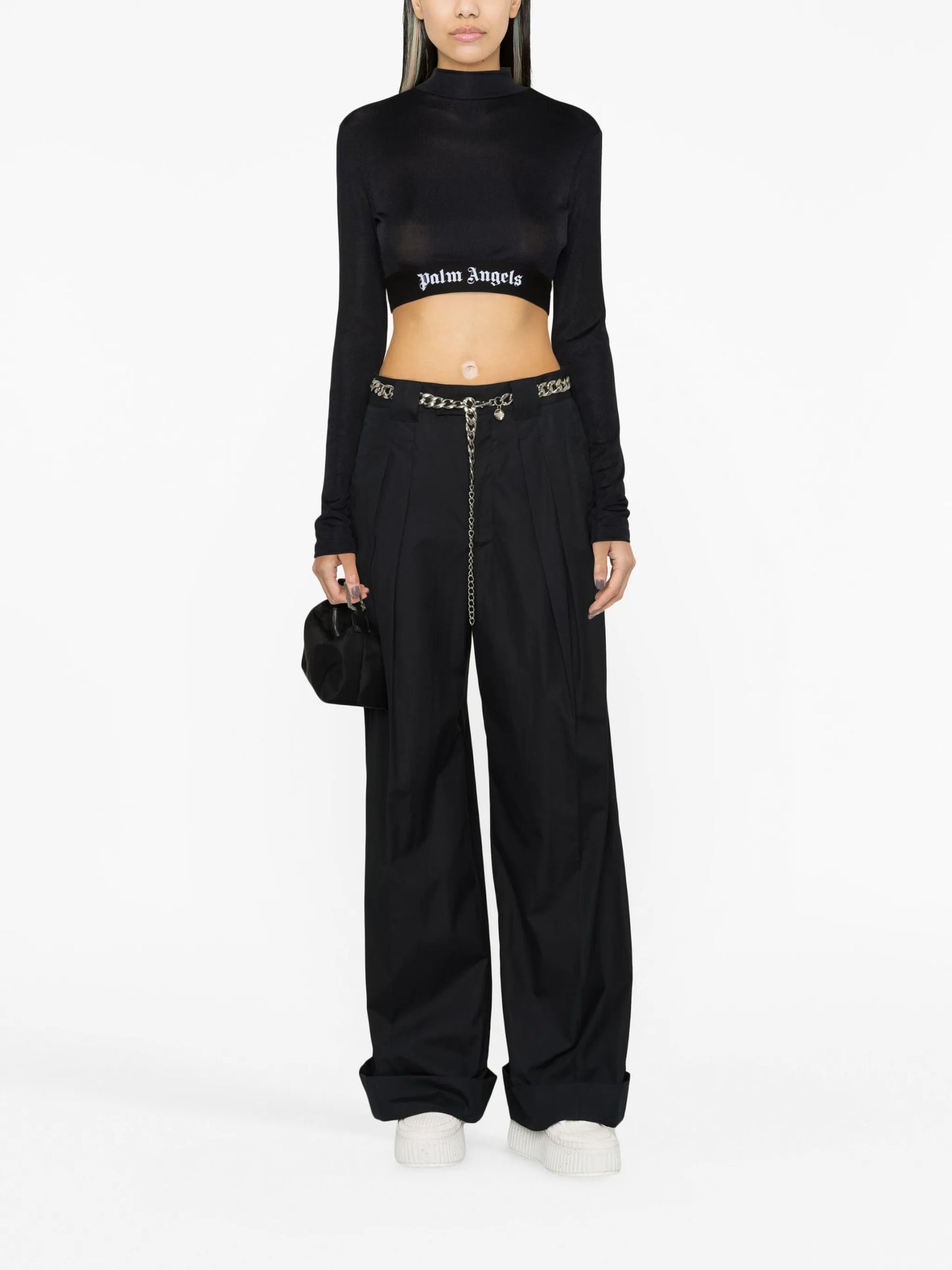 logo-waistband cropped top