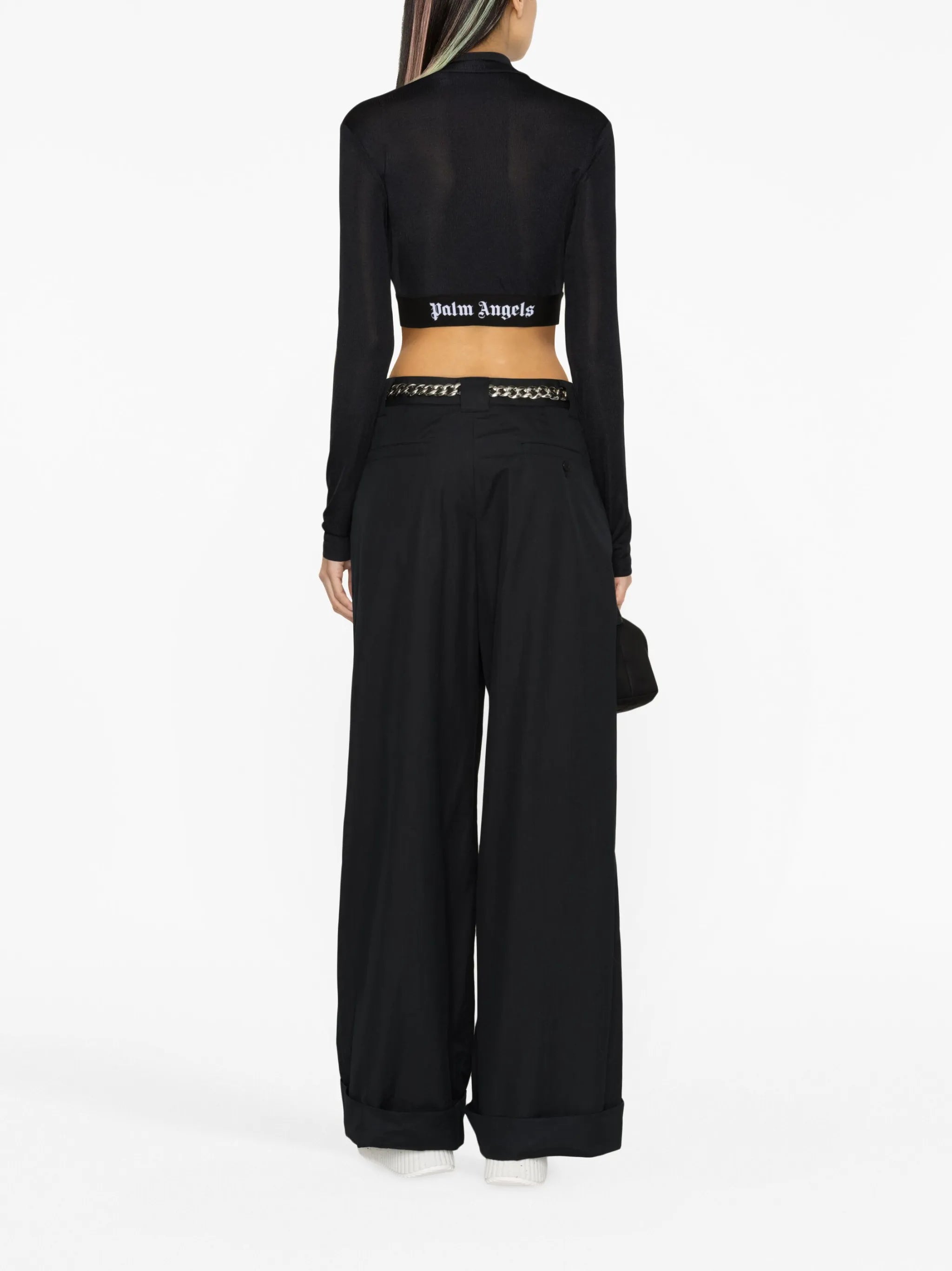 logo-waistband cropped top