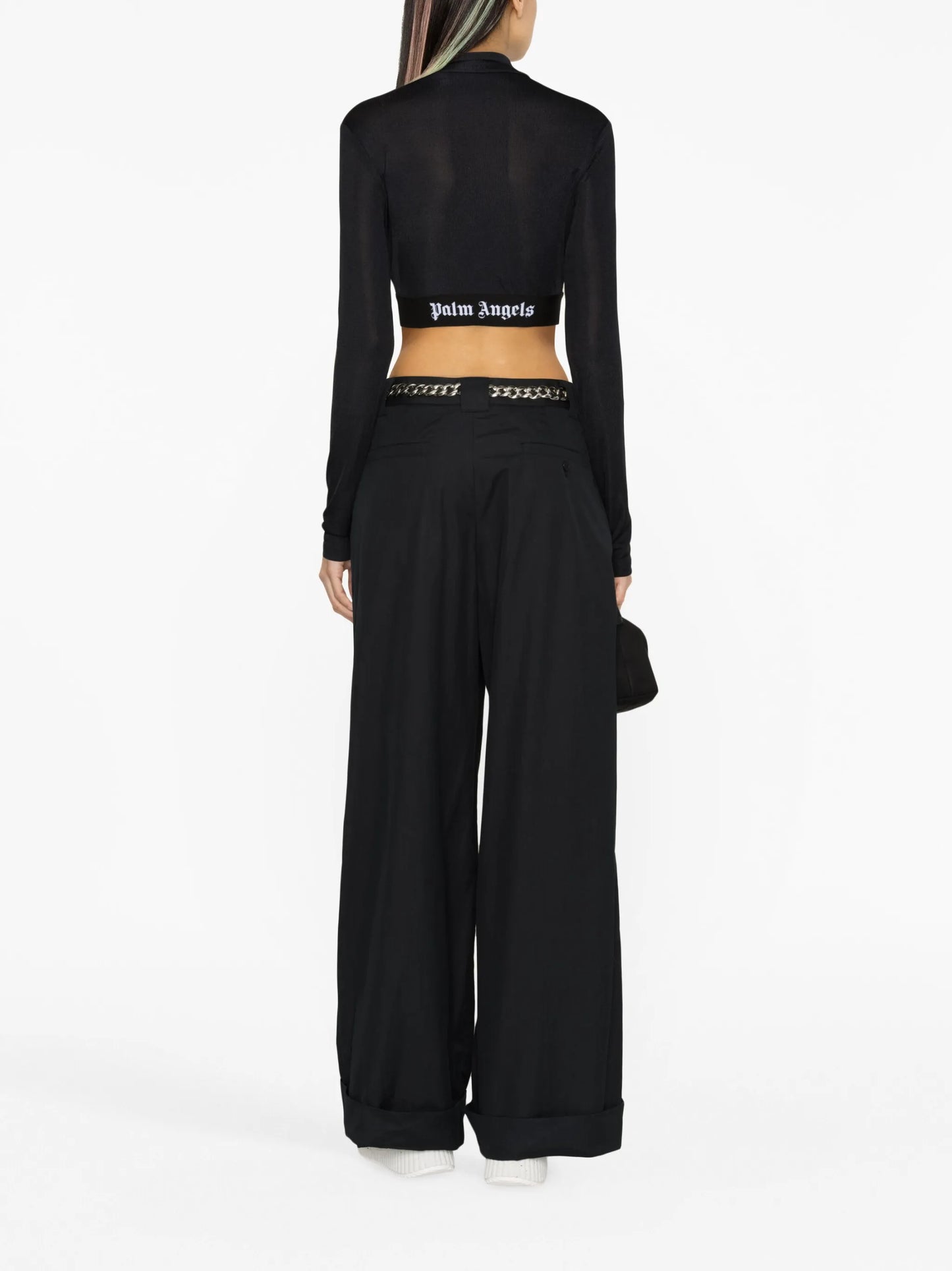 logo-waistband cropped top