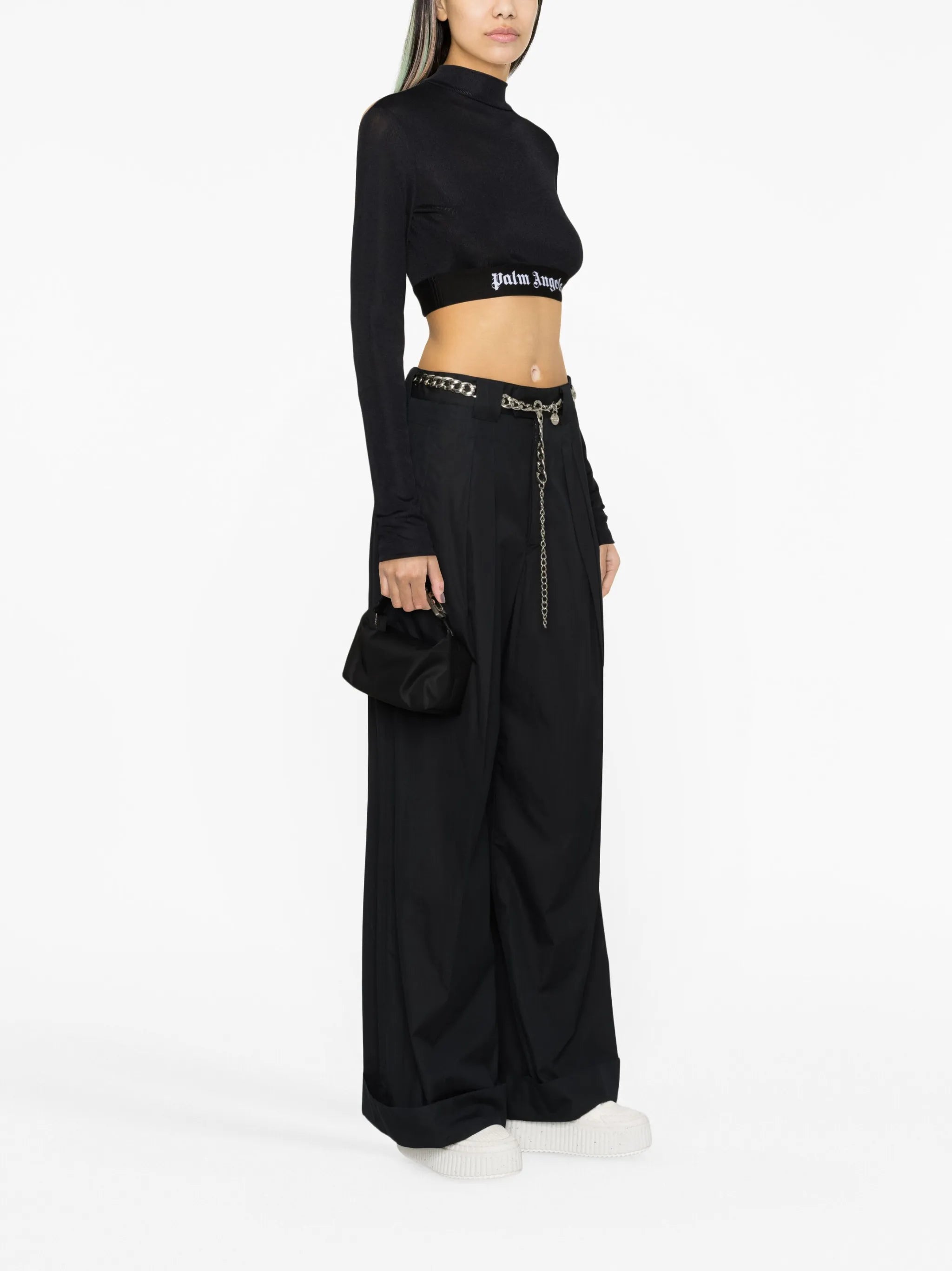logo-waistband cropped top
