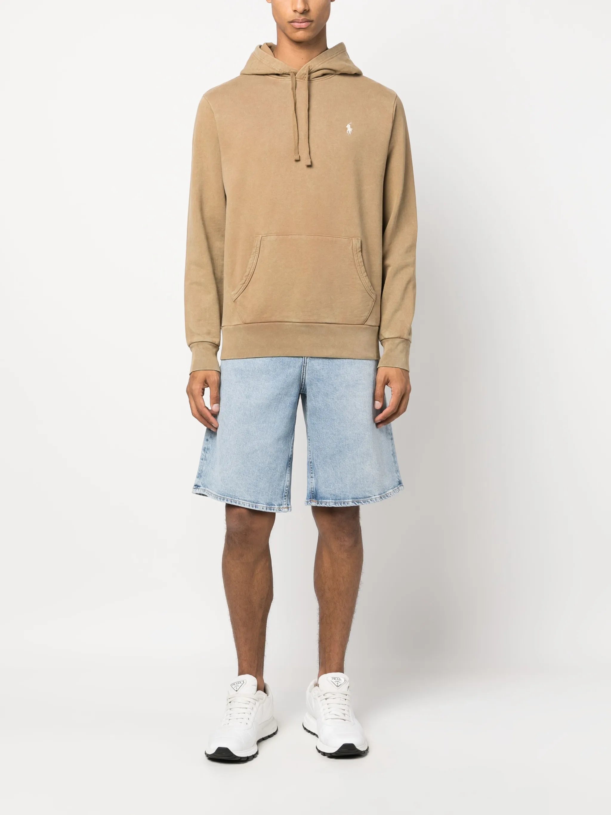 logo-embroidered cotton hoodie