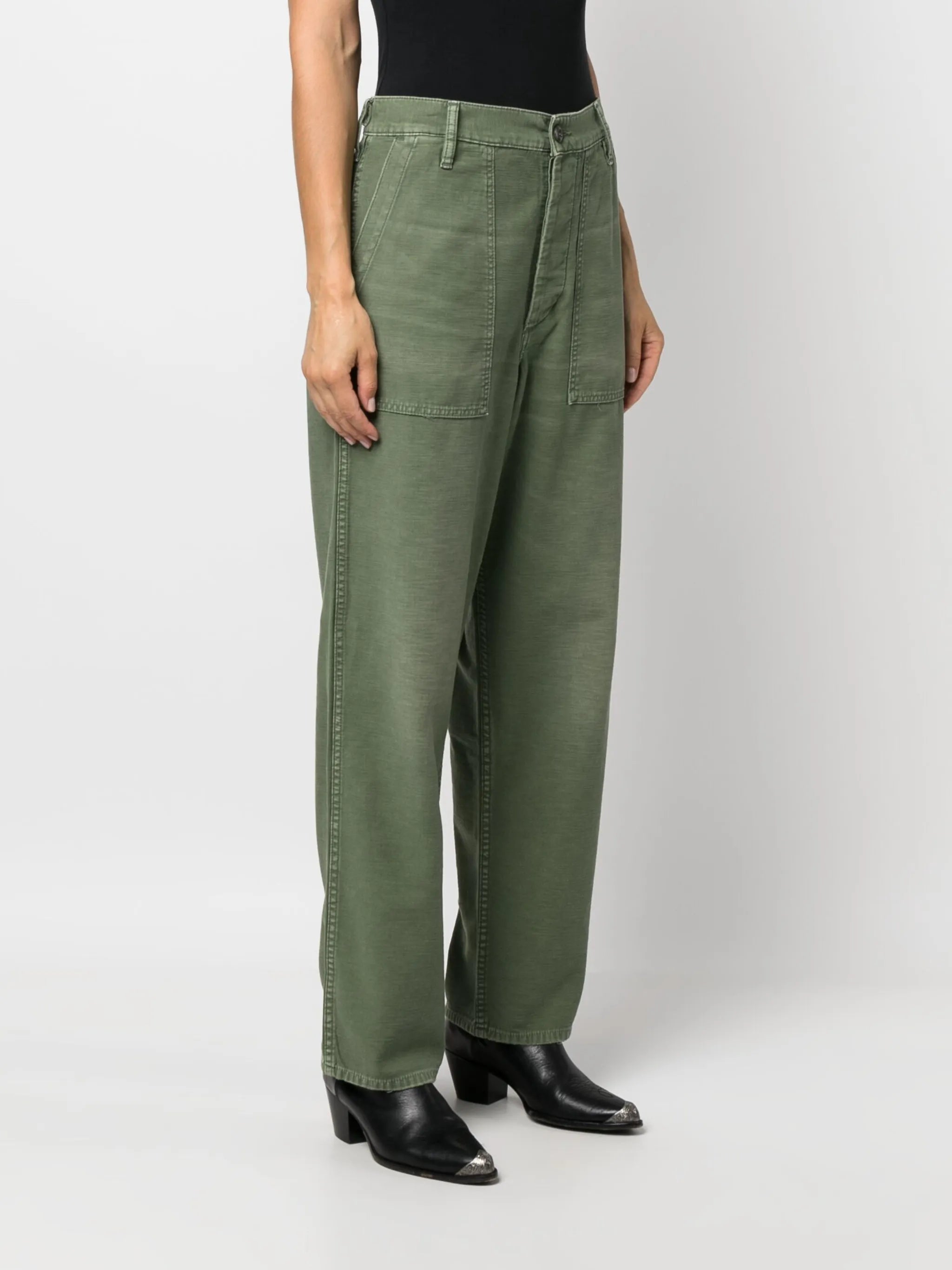 straight-leg cotton trousers