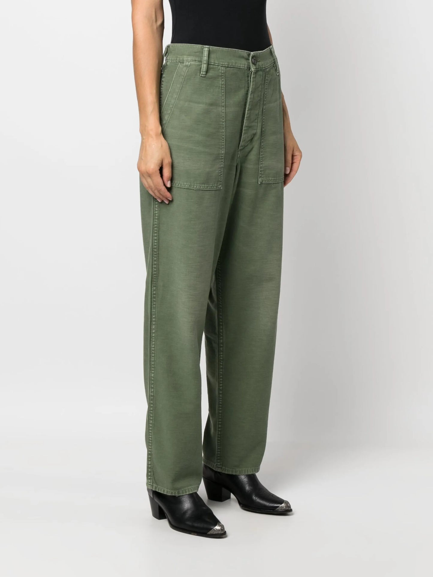 straight-leg cotton trousers