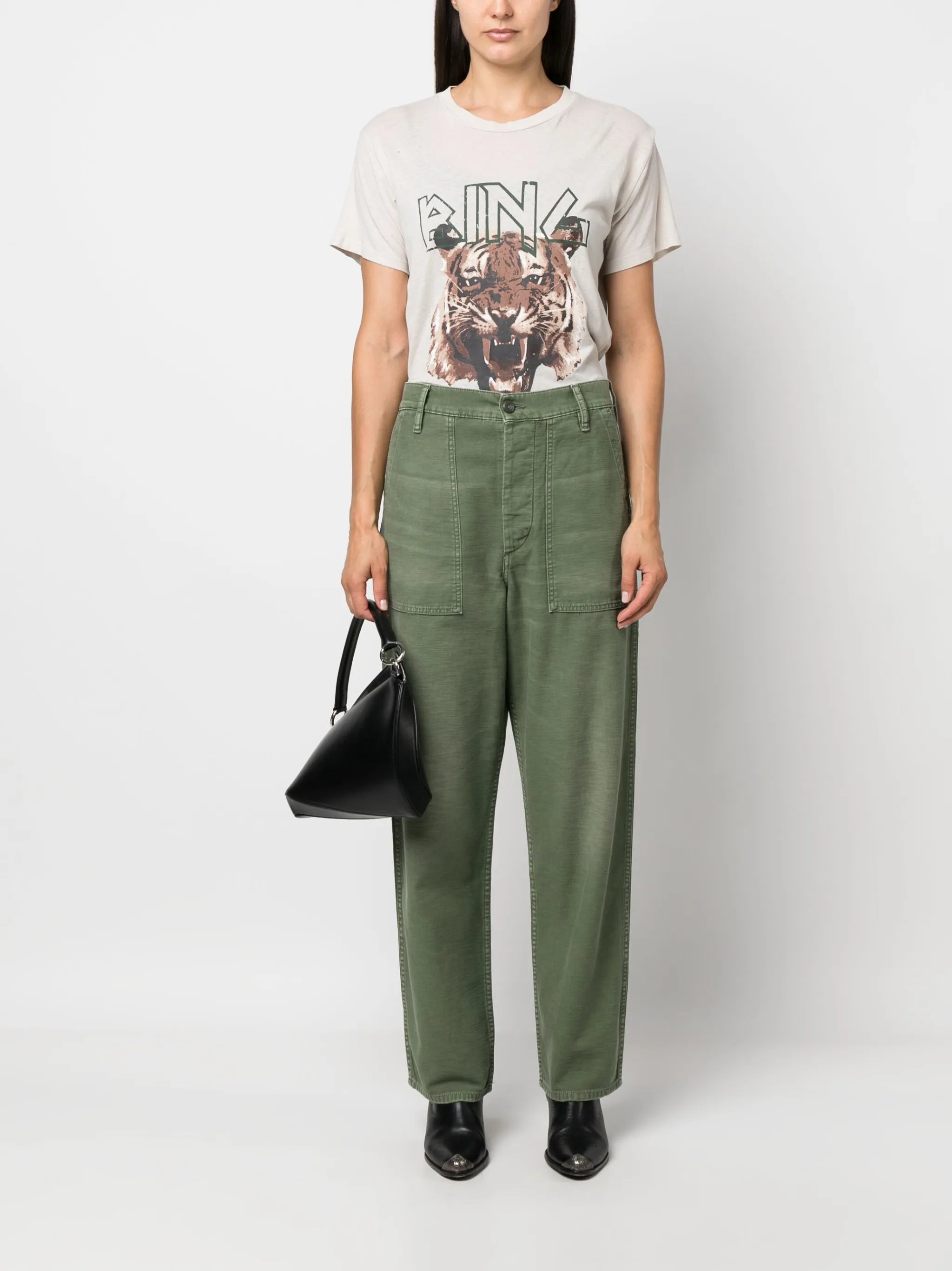 straight-leg cotton trousers