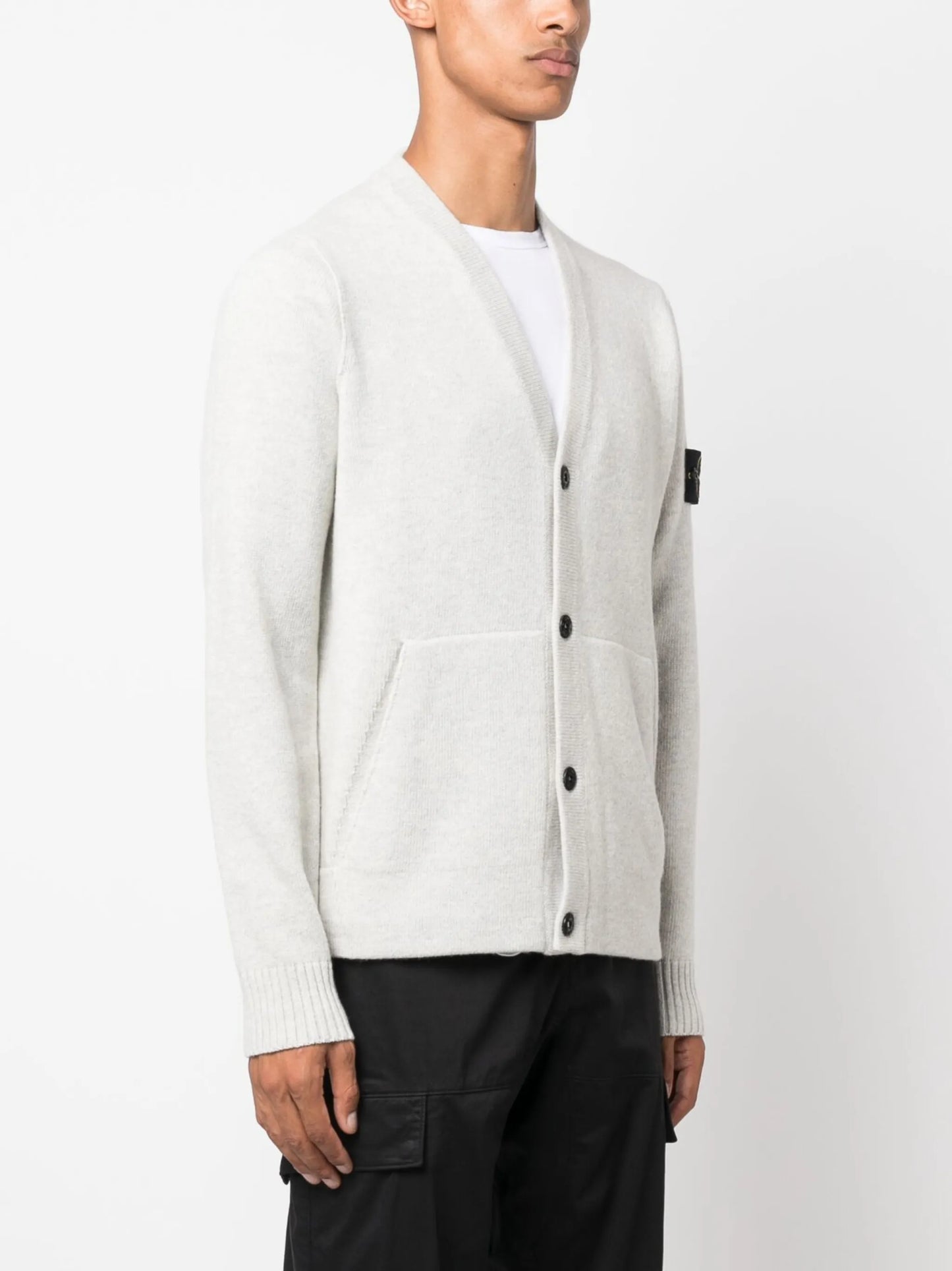 Compass-motif ribbed cardigan